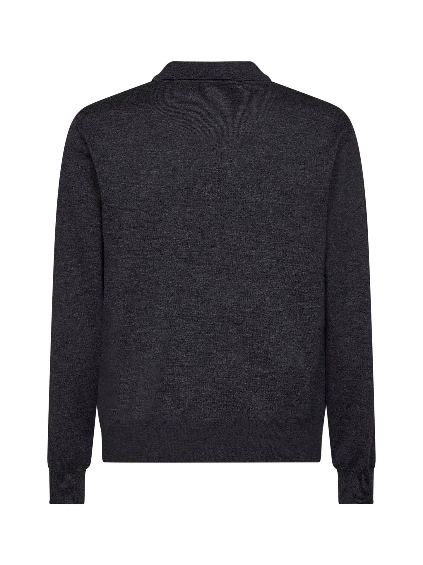 Valentino Men Dark Grey Wool Valentino Polo Shirt With Vlogo Embroidery VALENTINO