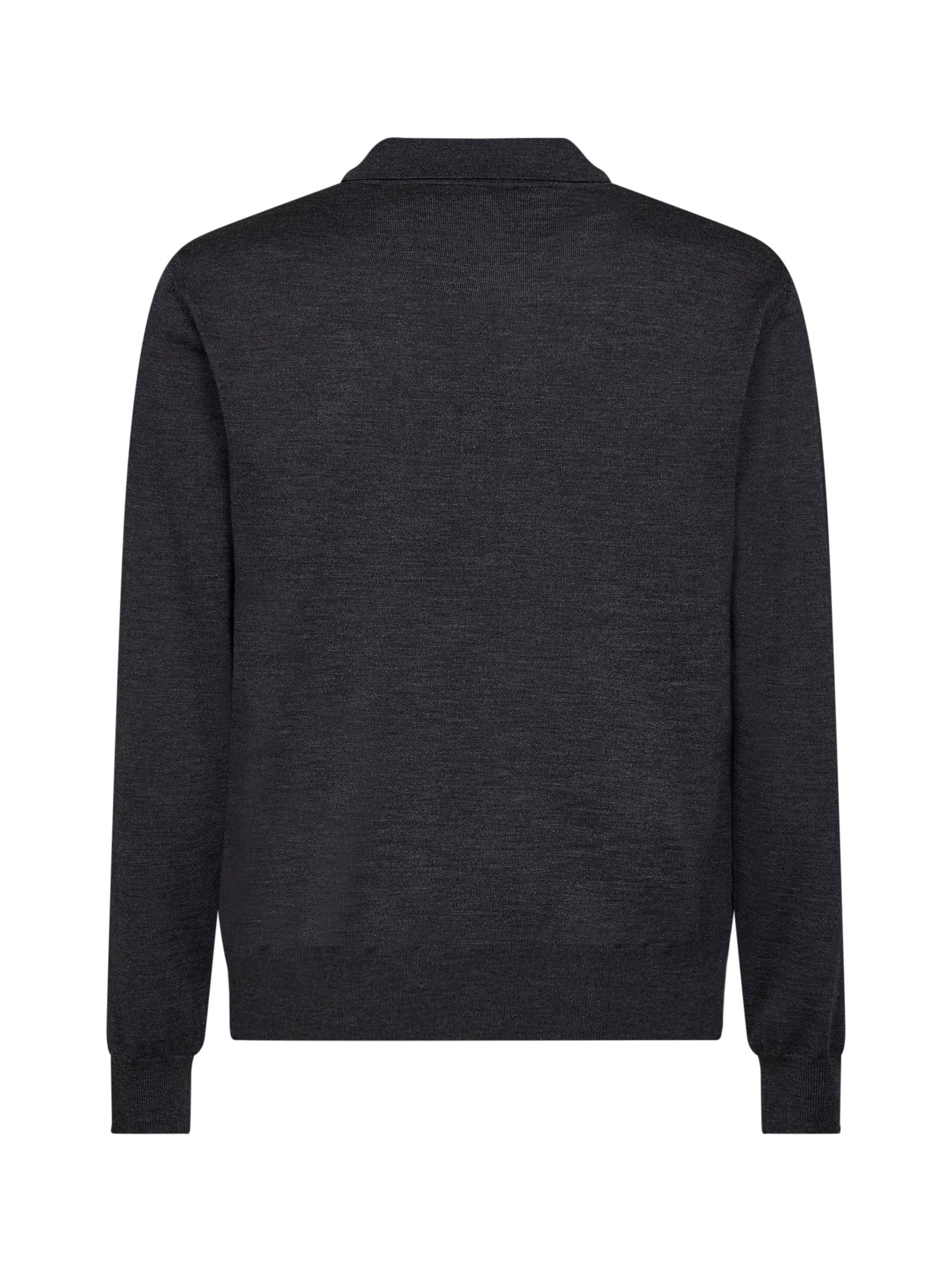 Valentino Men Dark Grey Wool Valentino Polo Shirt With Vlogo Embroidery VALENTINO
