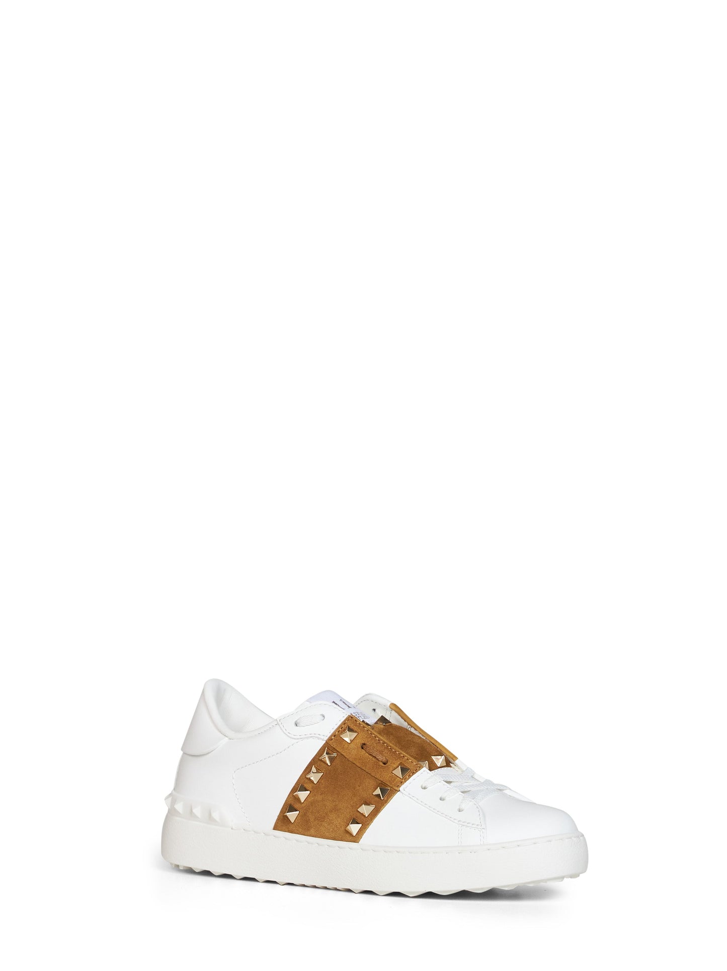 Valentino Garavani Women White And Havana Beige Rockstud Untitled Sneakers VALENTINO GARAVANI