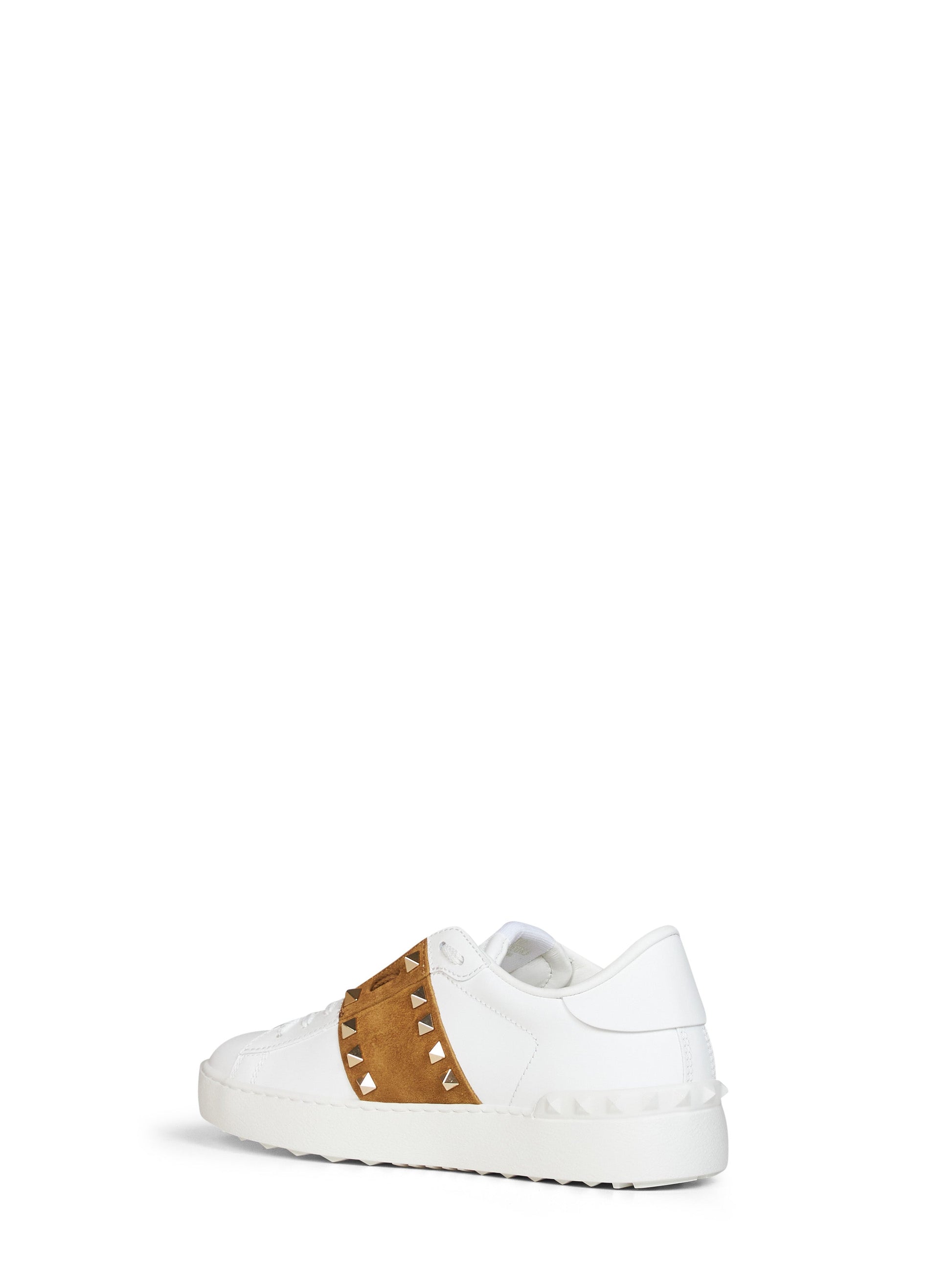 Valentino Garavani Women White And Havana Beige Rockstud Untitled Sneakers VALENTINO GARAVANI