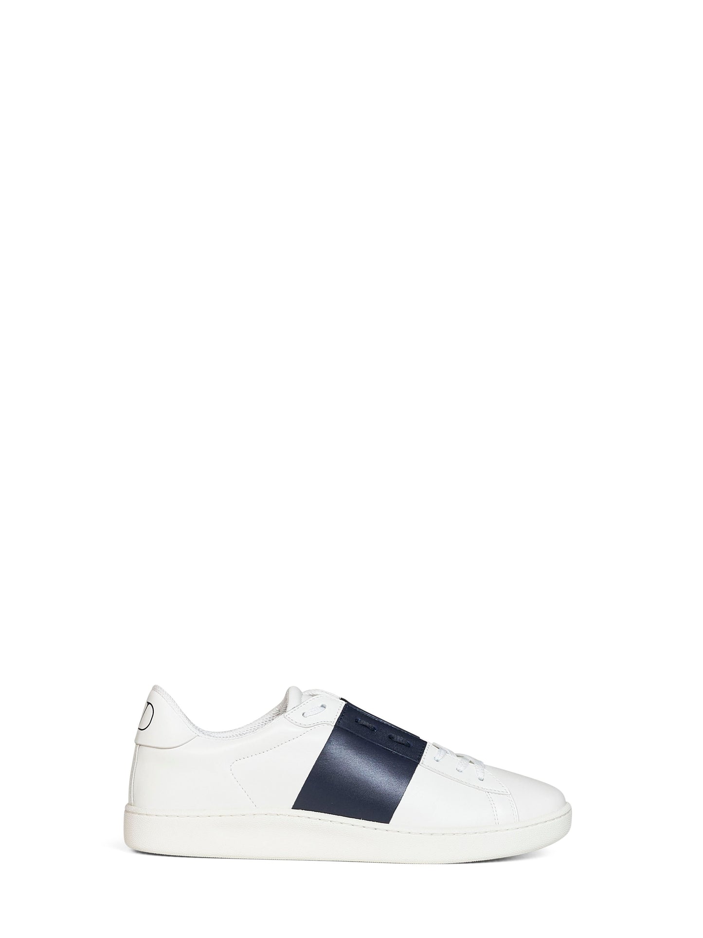 Valentino Garavani Men White And Navy Blue Nappa Calfskin Open Royco Sneakers VALENTINO GARAVANI