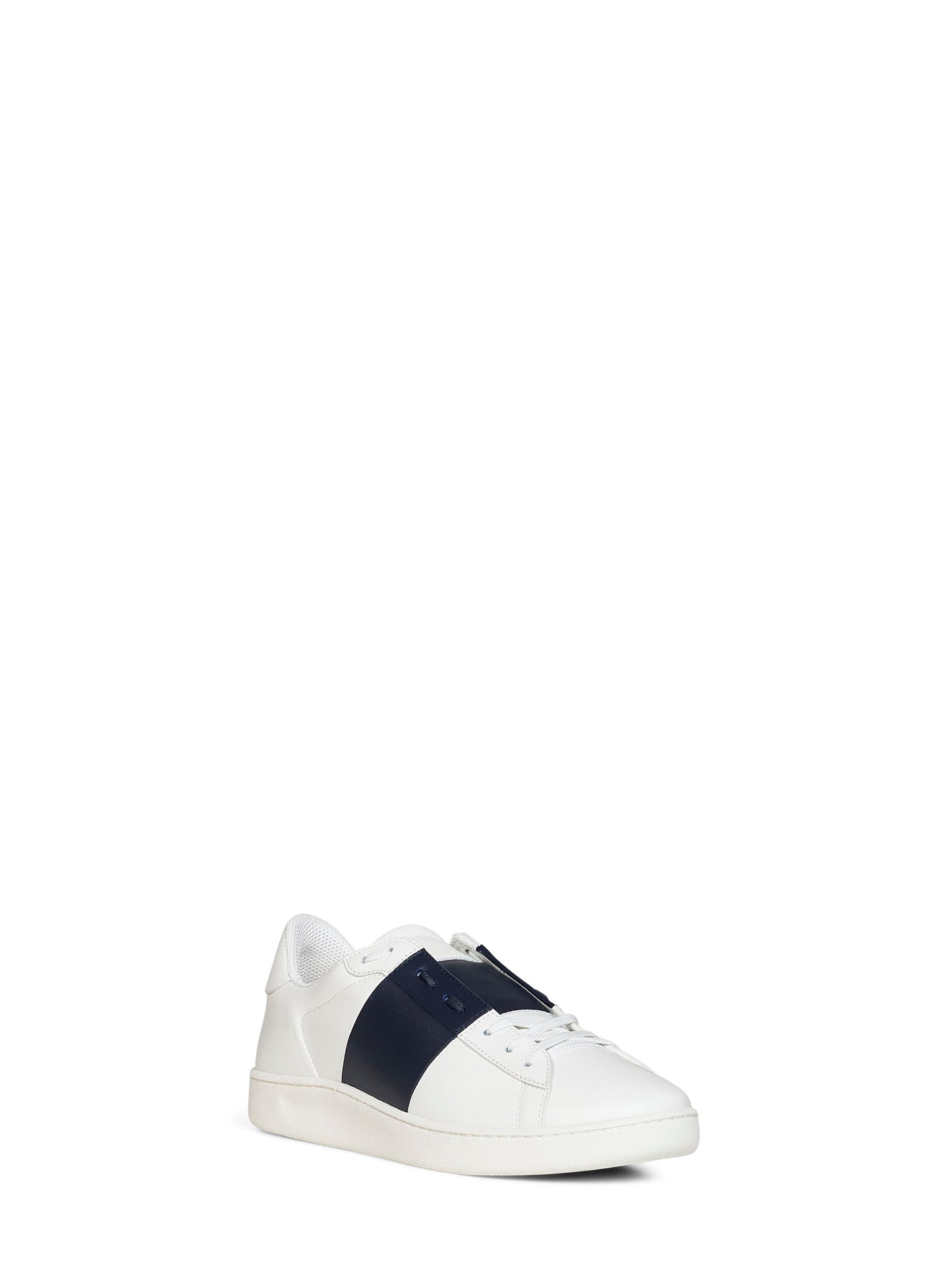 Valentino Garavani Men White And Navy Blue Nappa Calfskin Open Royco Sneakers VALENTINO GARAVANI
