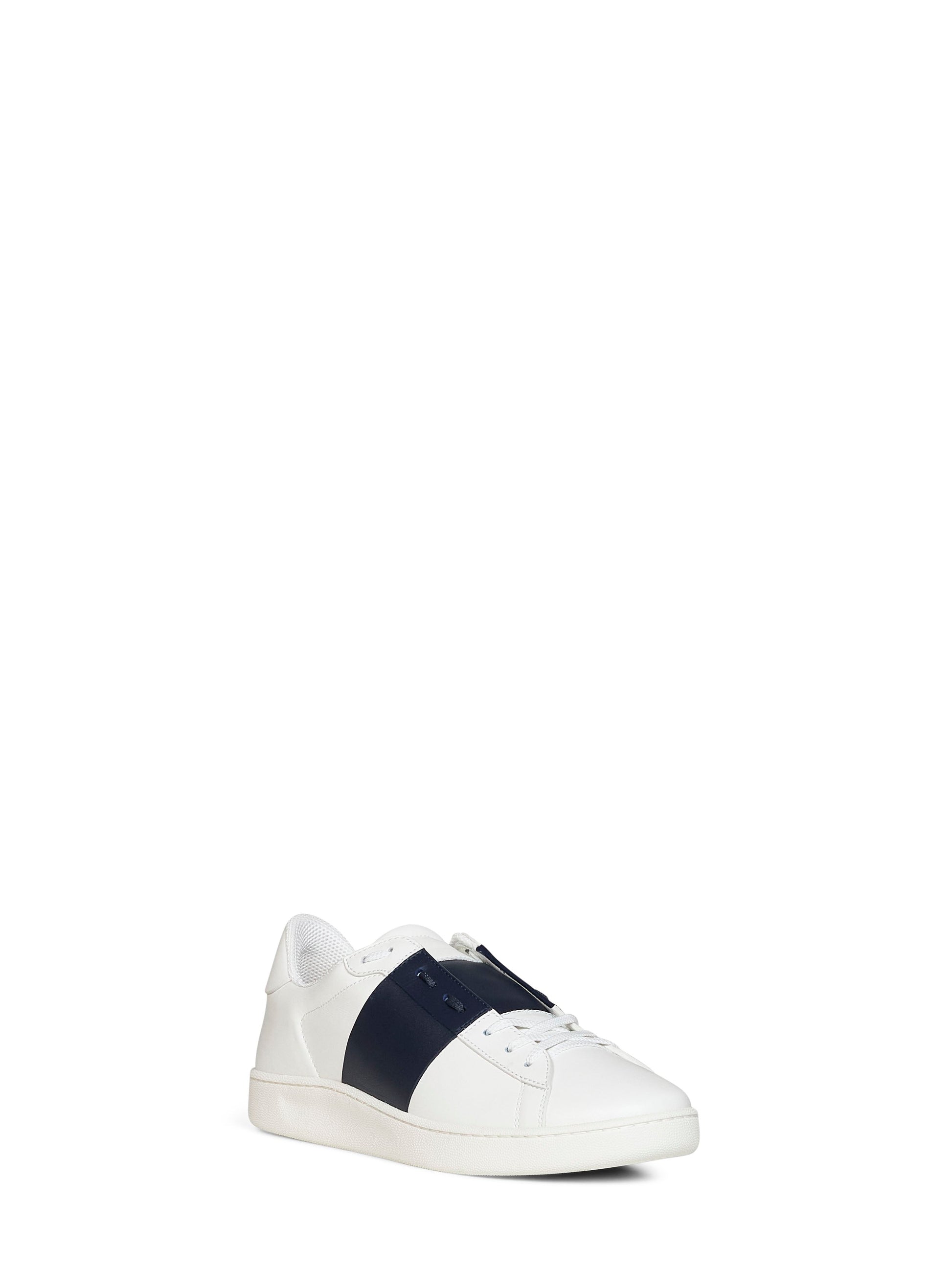 Valentino Garavani Men White And Navy Blue Nappa Calfskin Open Royco Sneakers VALENTINO GARAVANI