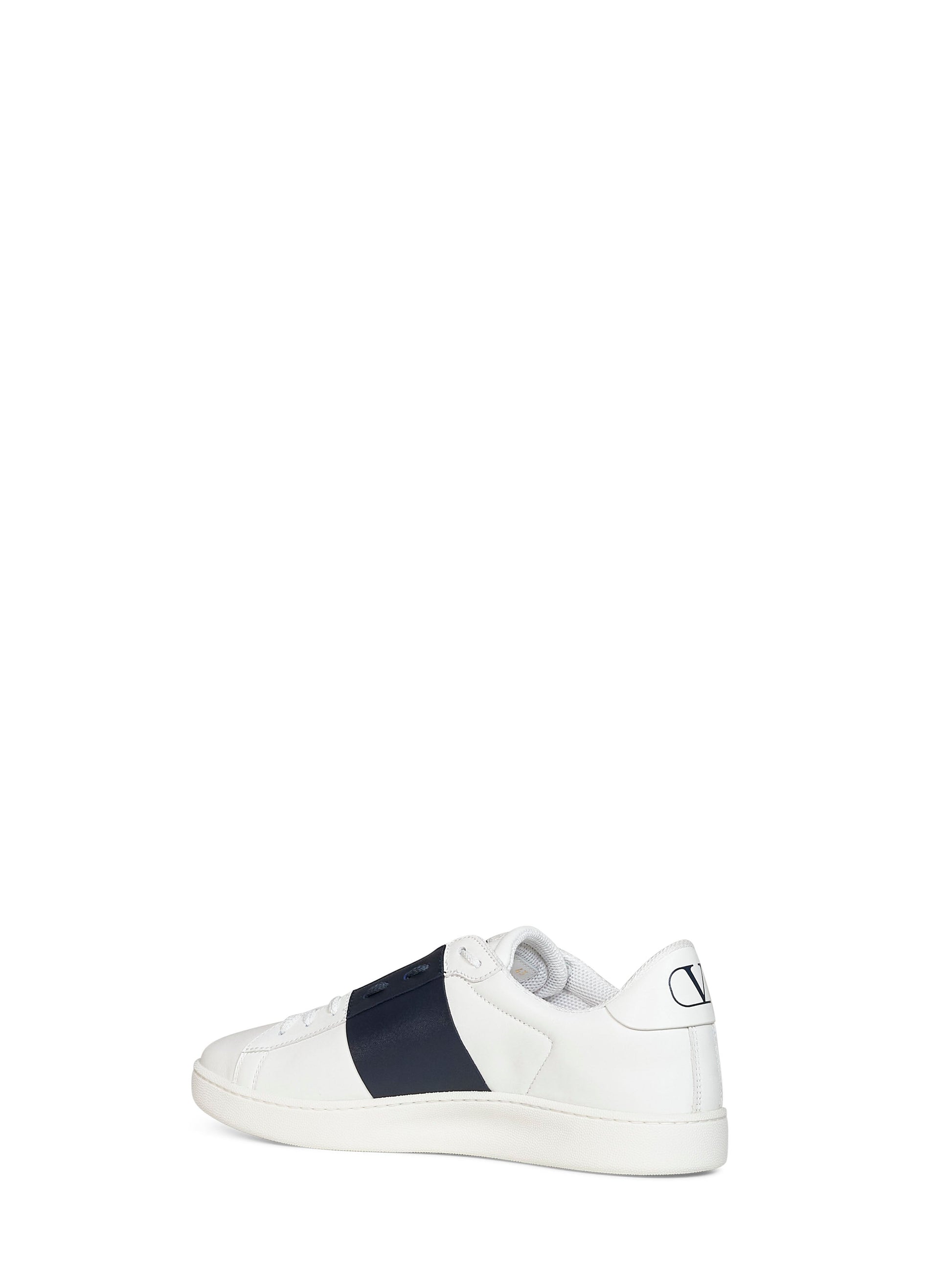 Valentino Garavani Men White And Navy Blue Nappa Calfskin Open Royco Sneakers VALENTINO GARAVANI