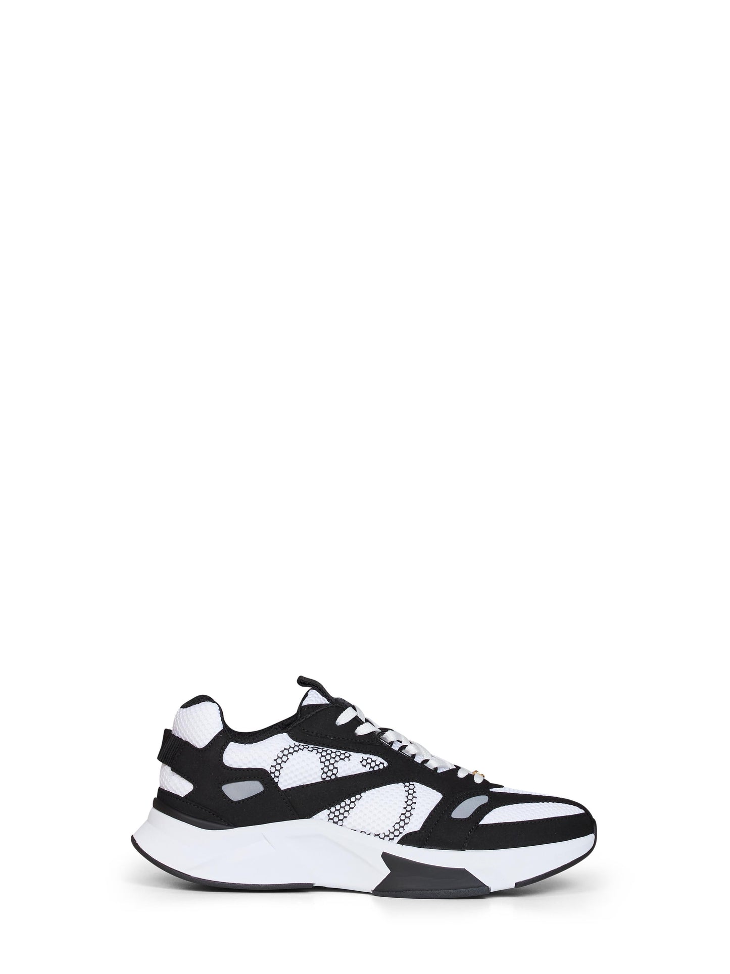 Valentino Garavani Men White And Black And Grey Mesh And Suede Demivee Low-Top Sneakers VALENTINO GARAVANI