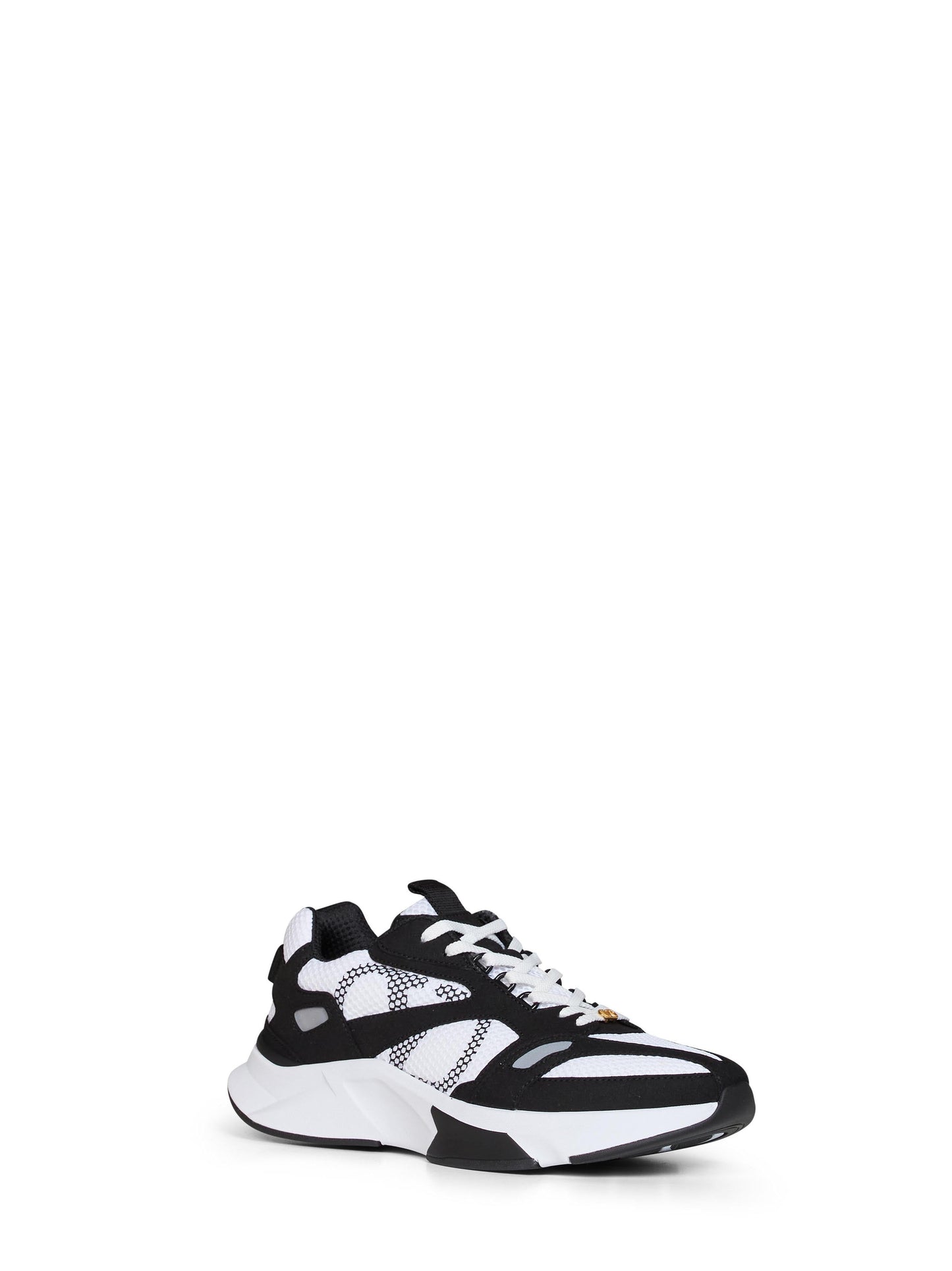 Valentino Garavani Men White And Black And Grey Mesh And Suede Demivee Low-Top Sneakers VALENTINO GARAVANI