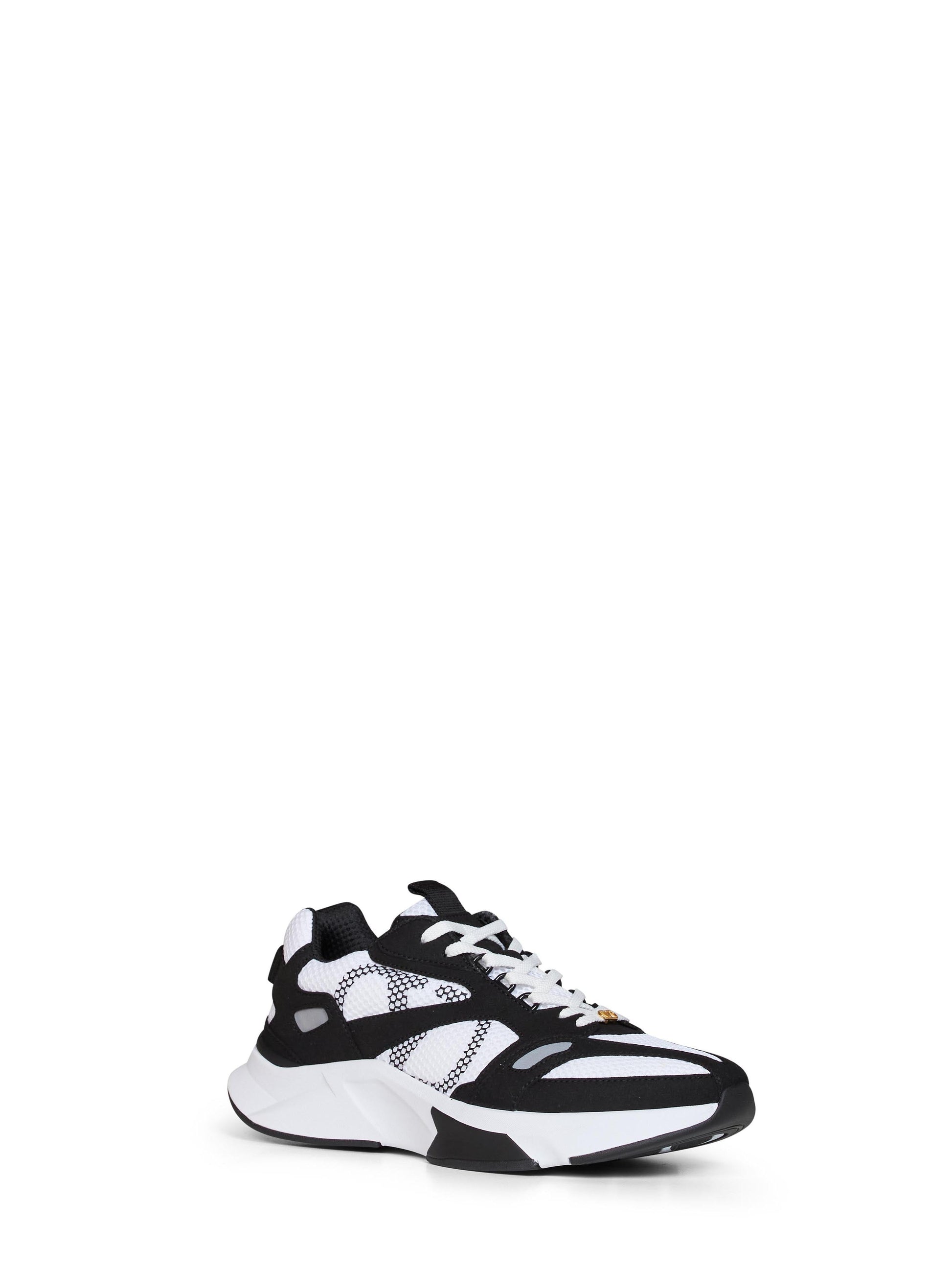 Valentino Garavani Men White And Black And Grey Mesh And Suede Demivee Low-Top Sneakers VALENTINO GARAVANI