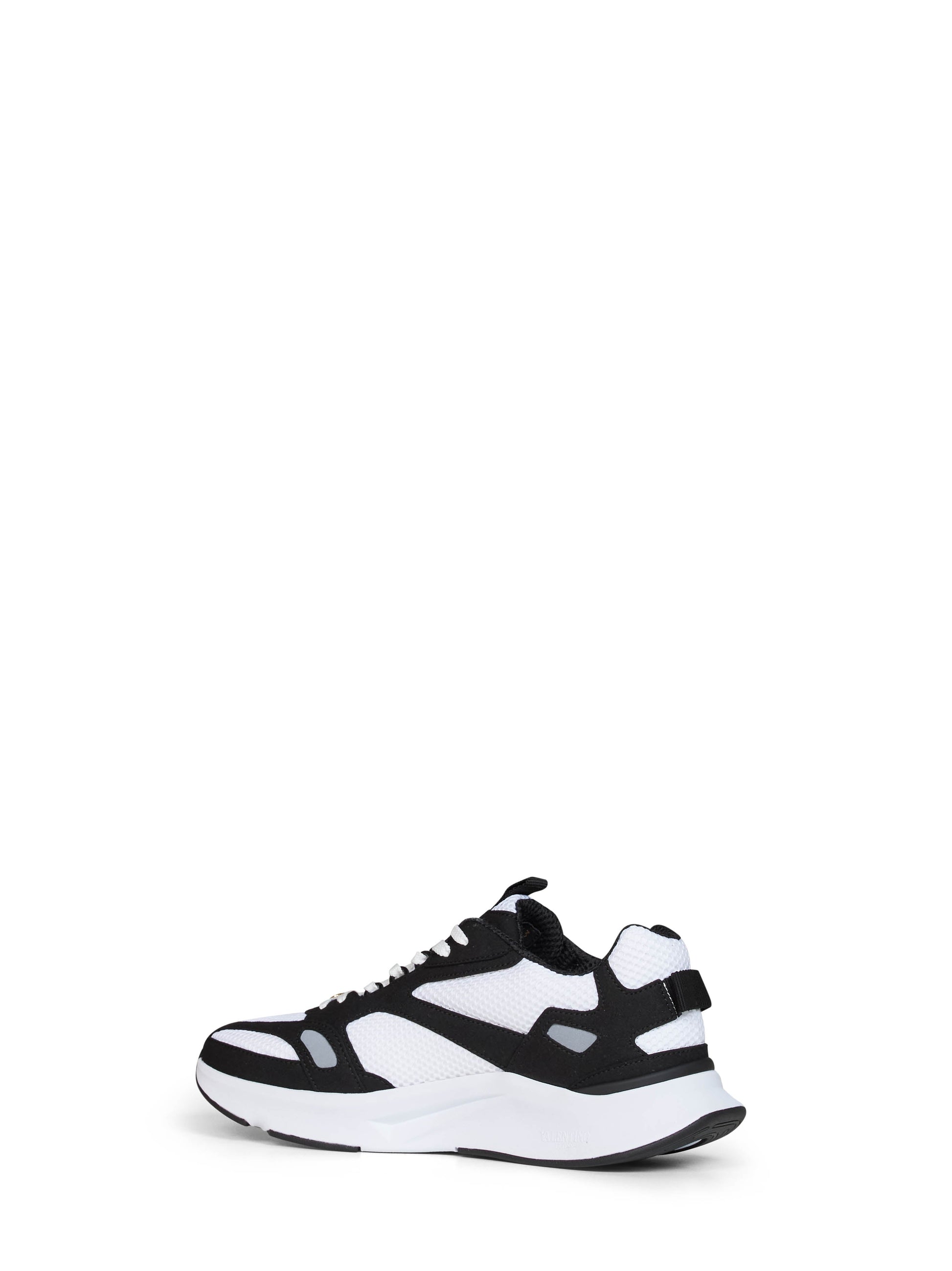 Valentino Garavani Men White And Black And Grey Mesh And Suede Demivee Low-Top Sneakers VALENTINO GARAVANI