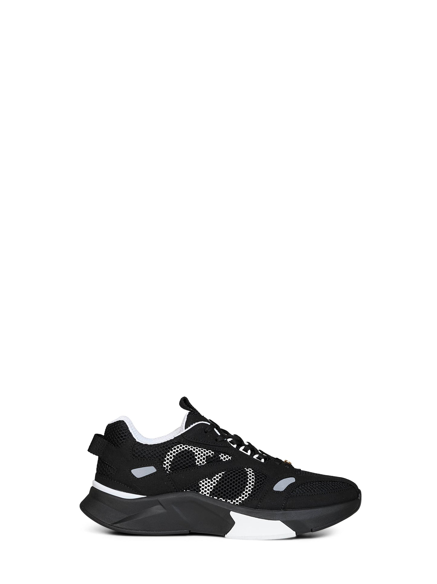 Valentino Garavani Men Black And Grey Mesh And Suede Demivee Sneakers VALENTINO GARAVANI