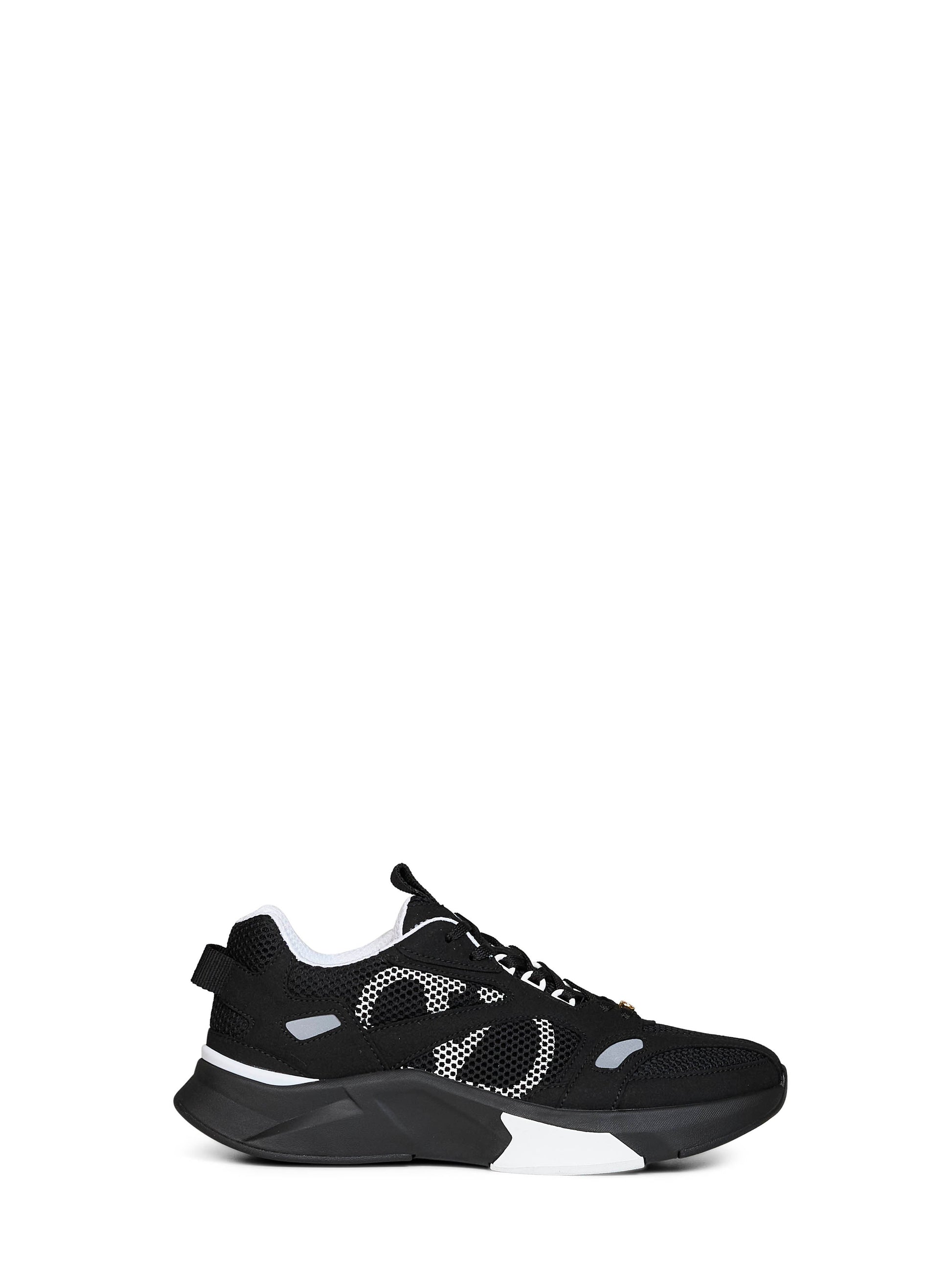Valentino Garavani Men Black And Grey Mesh And Suede Demivee Sneakers VALENTINO GARAVANI