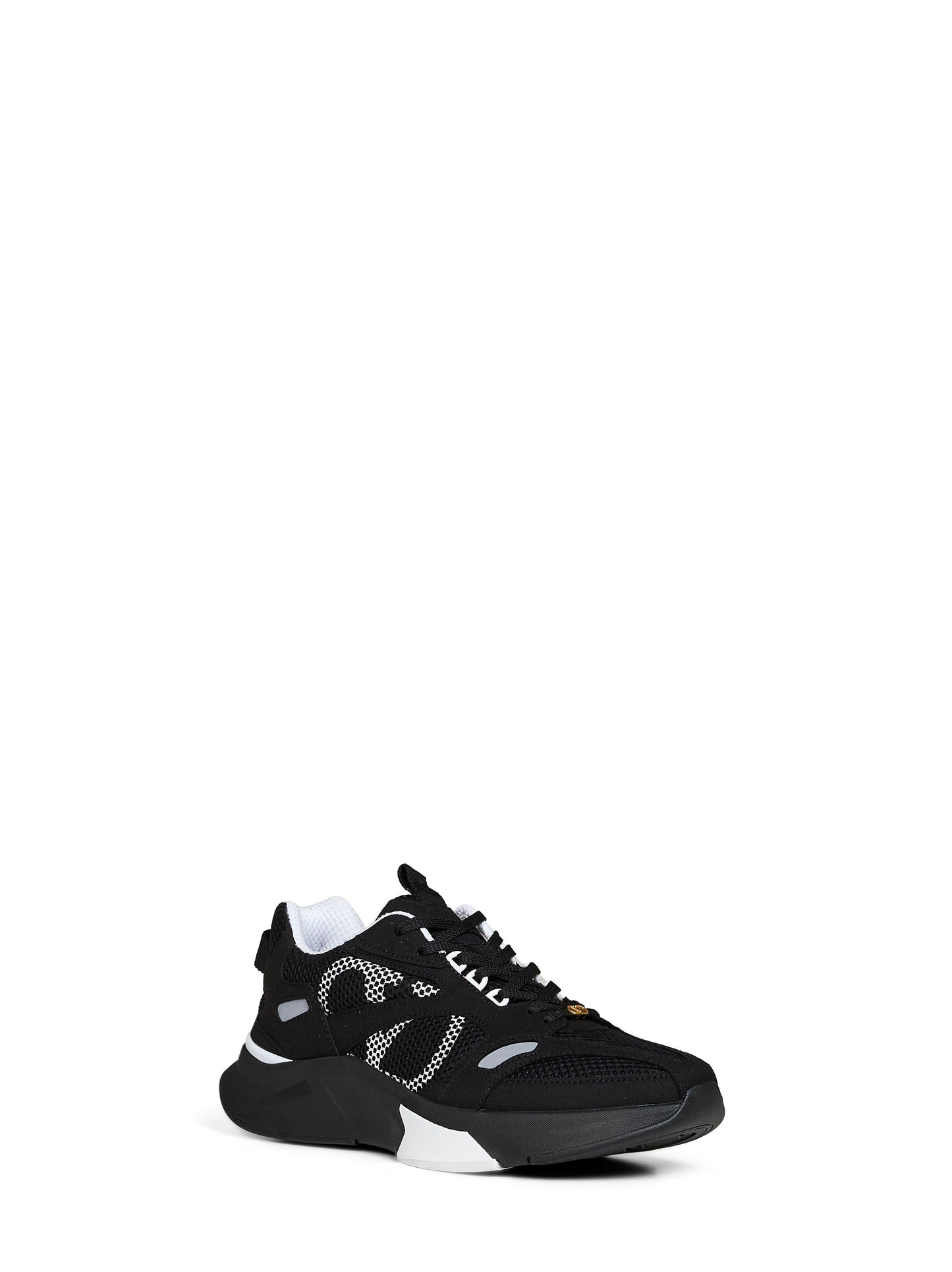 Valentino Garavani Men Black And Grey Mesh And Suede Demivee Sneakers VALENTINO GARAVANI