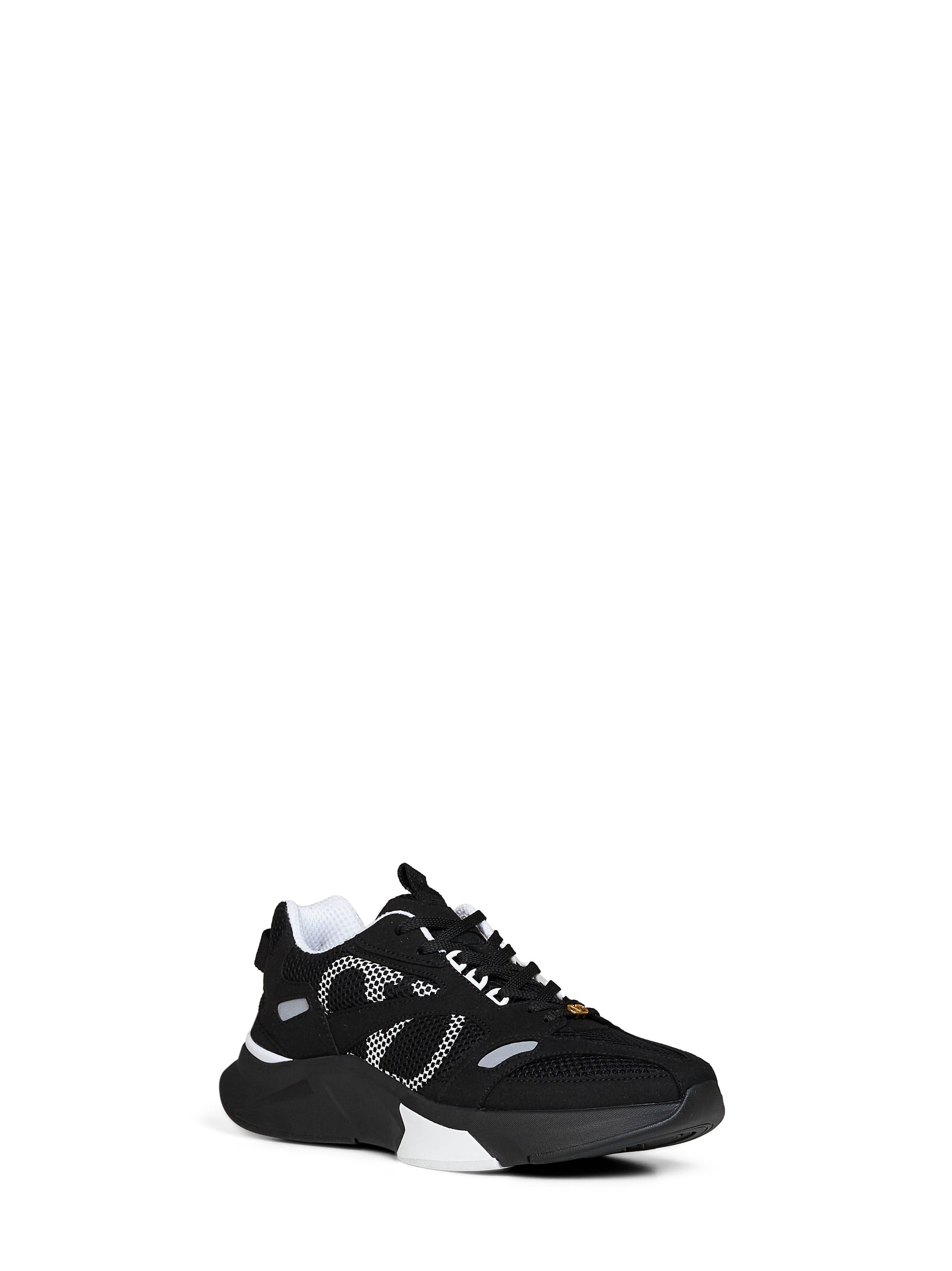 Valentino Garavani Men Black And Grey Mesh And Suede Demivee Sneakers VALENTINO GARAVANI