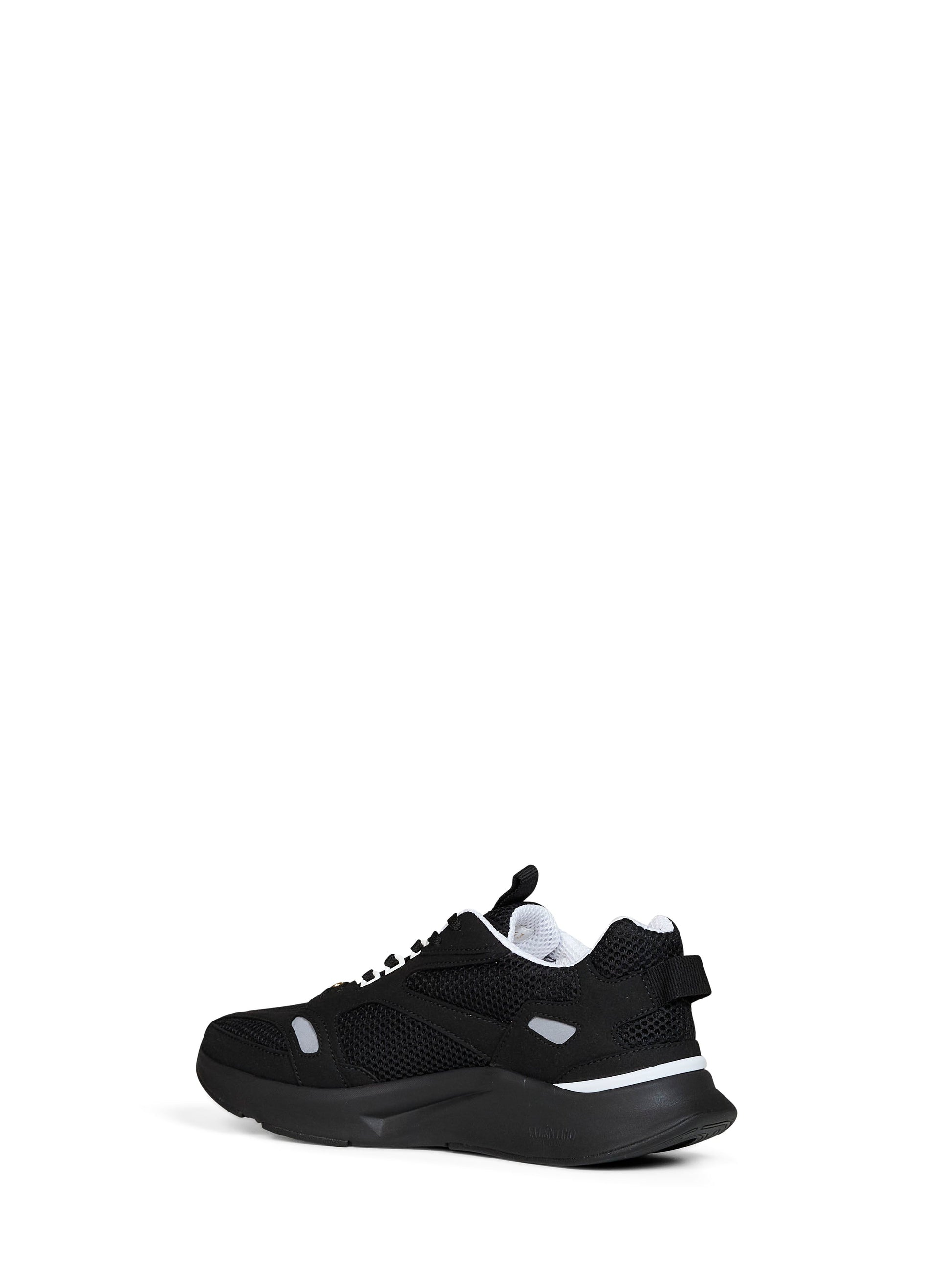 Valentino Garavani Men Black And Grey Mesh And Suede Demivee Sneakers VALENTINO GARAVANI