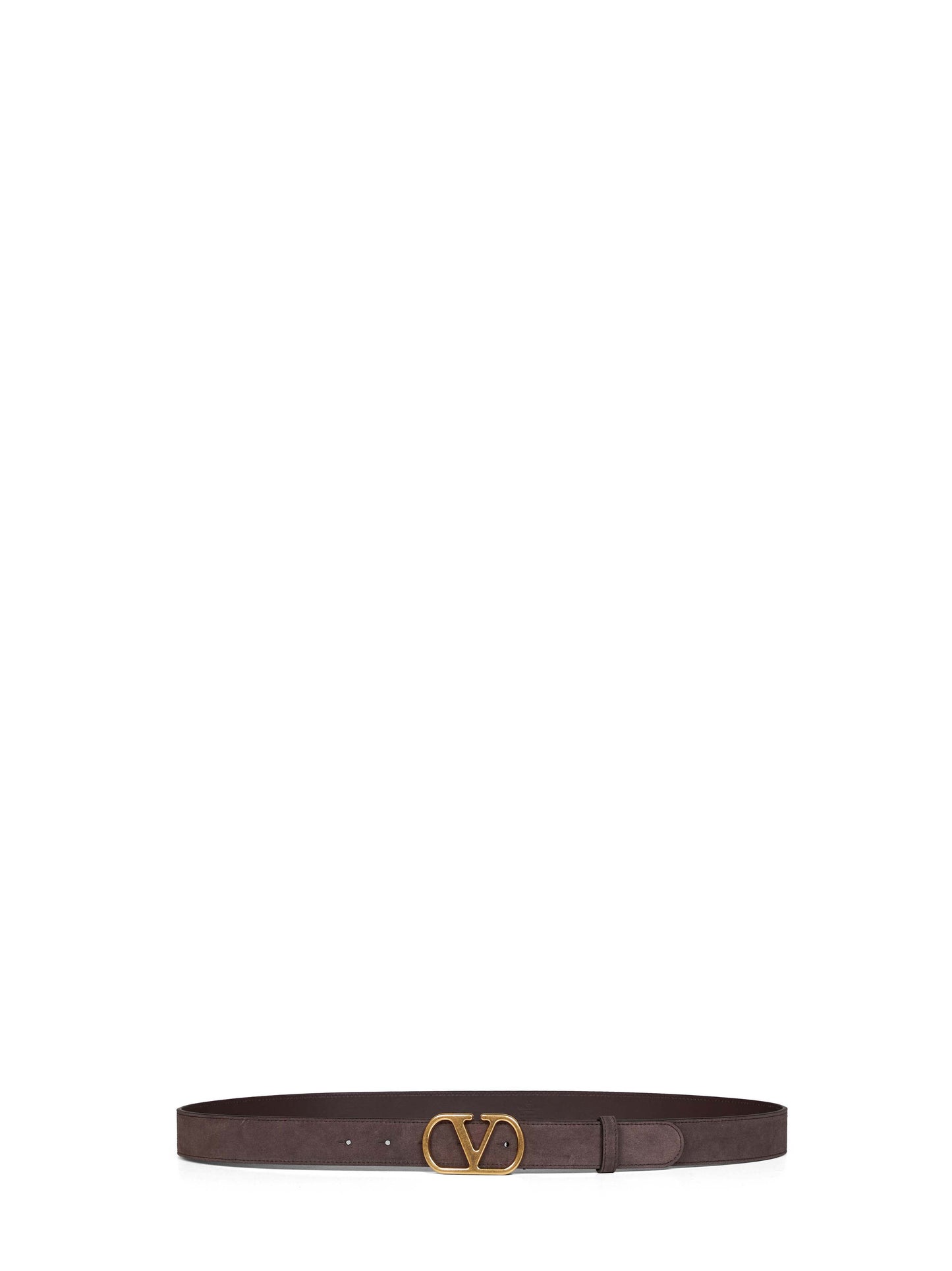 Valentino Garavani Men Brown Suede Vlogo Singature Belt VALENTINO GARAVANI