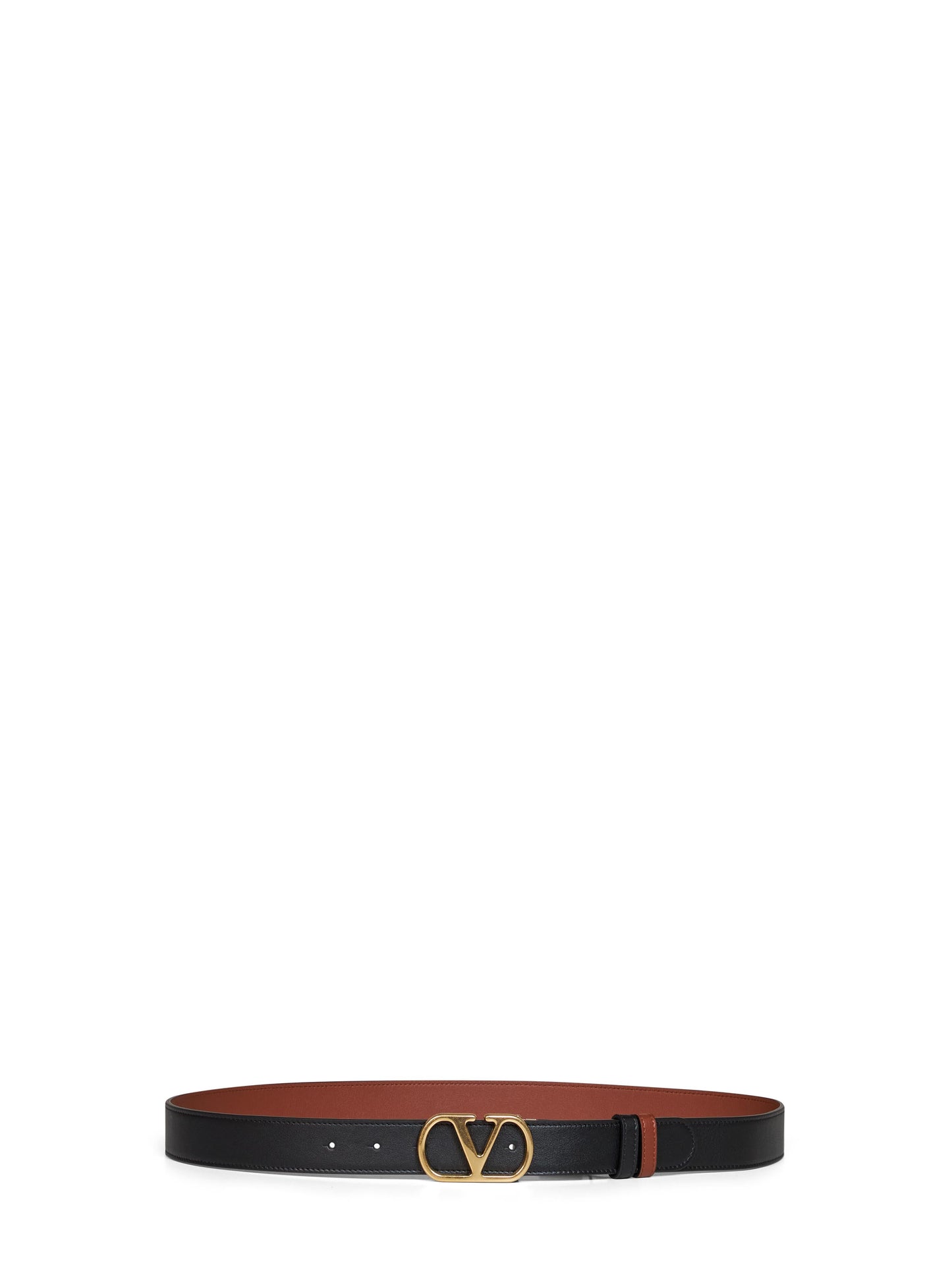 Valentino Garavani Men Black And Deep Caramel Vlogo Signature Reversible Belt VALENTINO GARAVANI