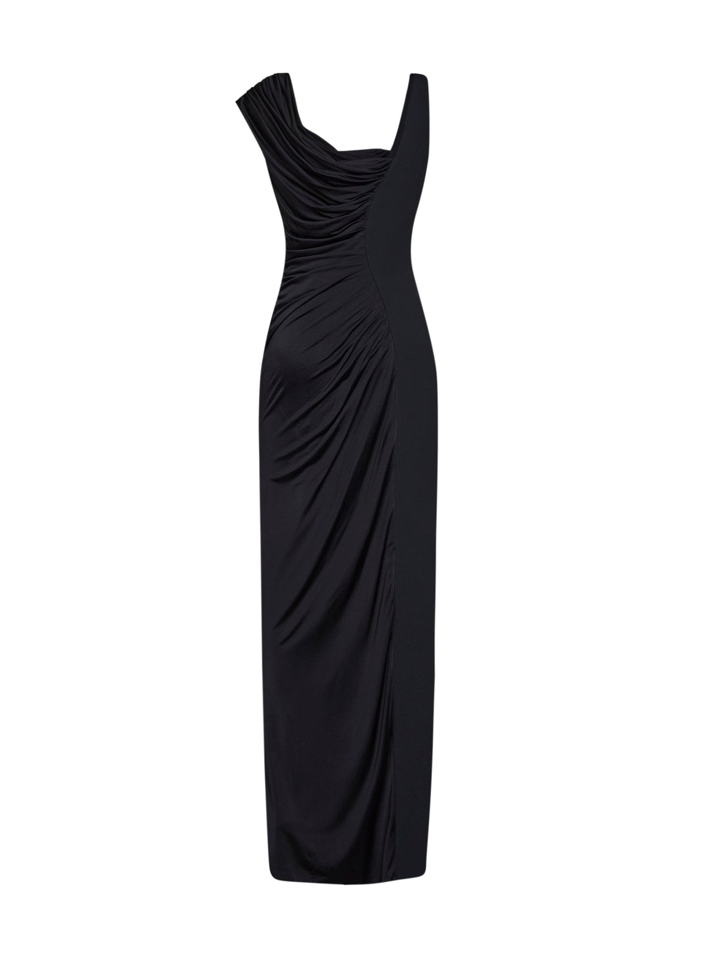 Versace Women Black Liquid Jersey Draped Long Dress VERSACE