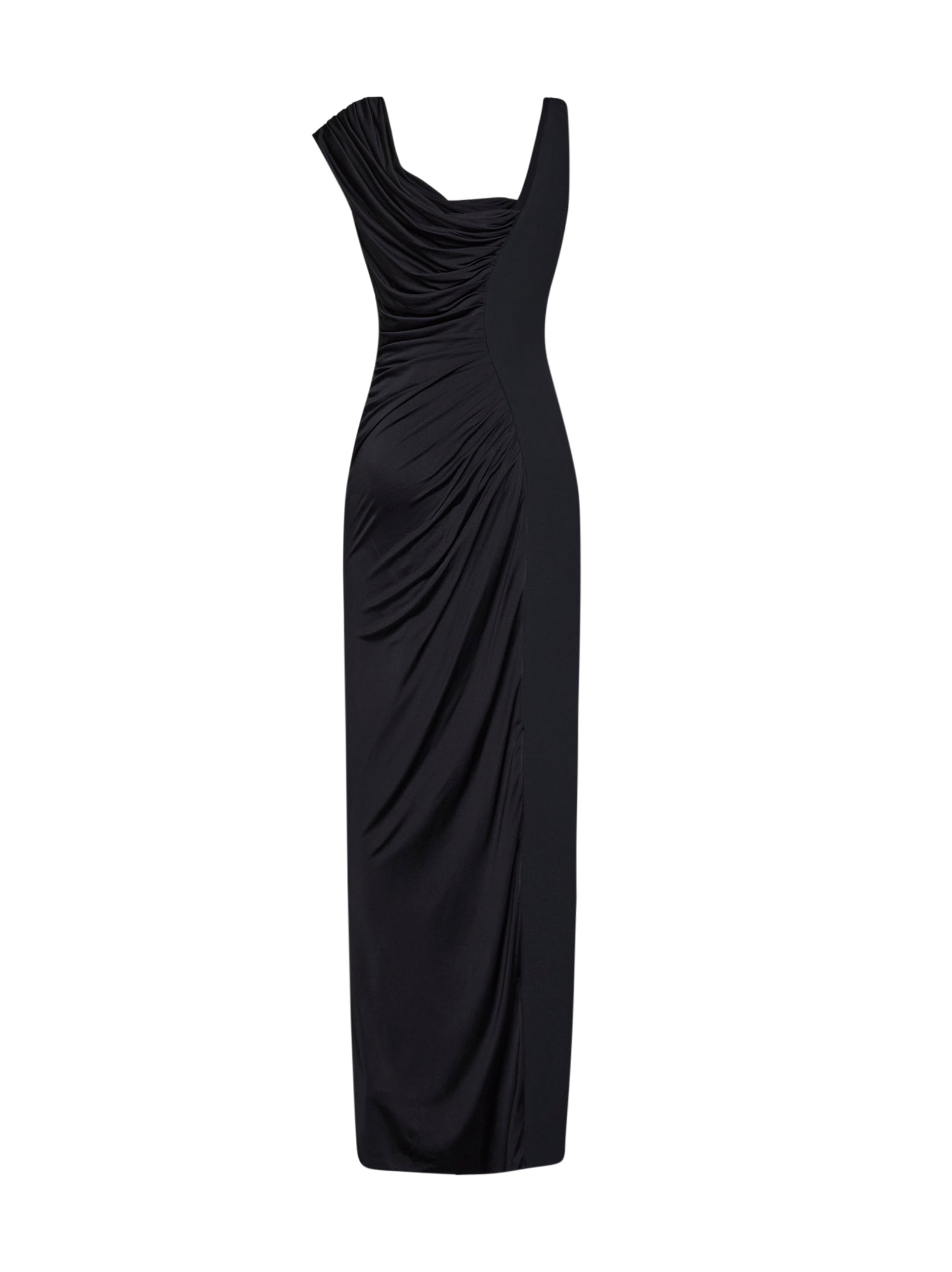 Versace Women Black Liquid Jersey Draped Long Dress VERSACE