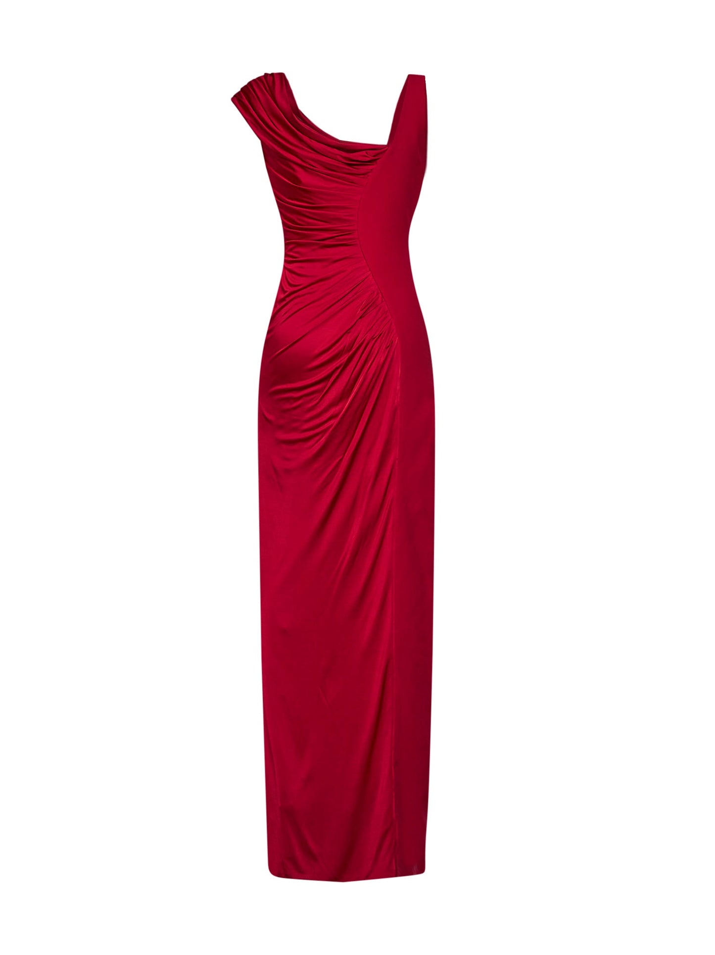 Versace Women Red Liquid Jersey Draped Long Dress VERSACE