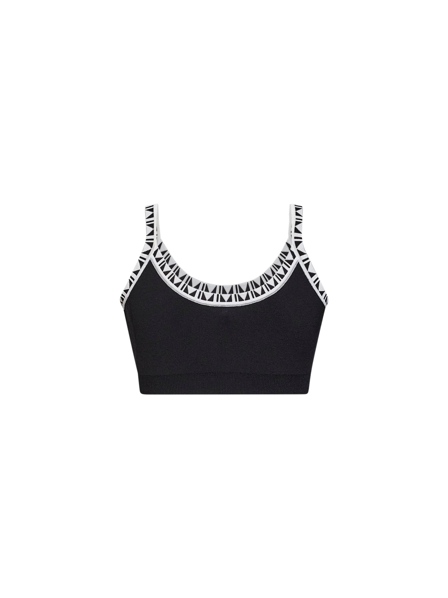 Versace Women Black Knit Cropped Top With Jacquard Details VERSACE