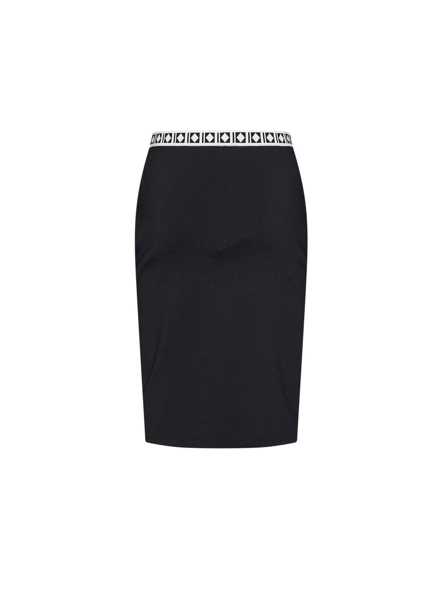 Versace Women Black Knit Midi Skirt With Jacquard Details VERSACE