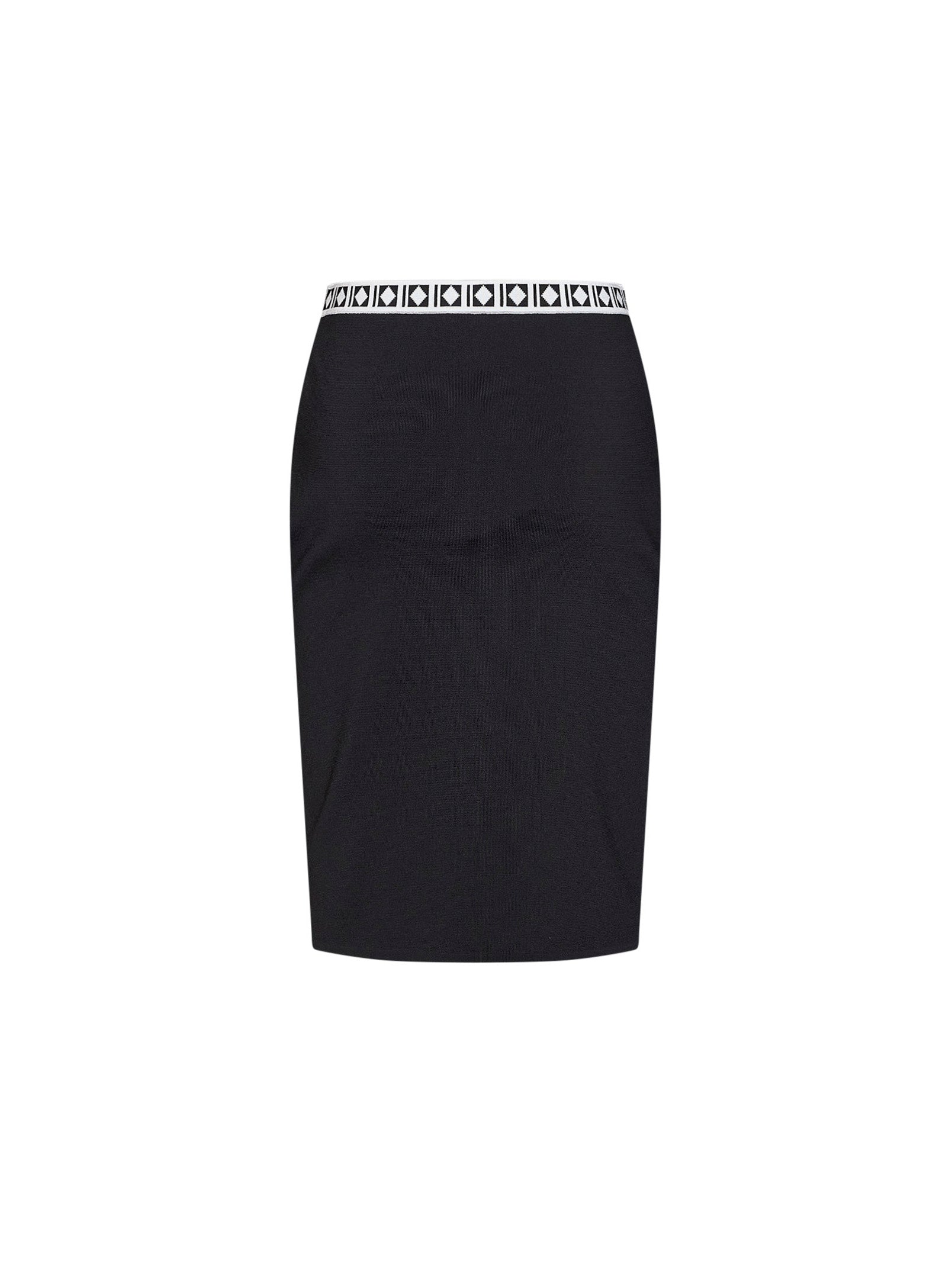 Versace Women Black Knit Midi Skirt With Jacquard Details VERSACE