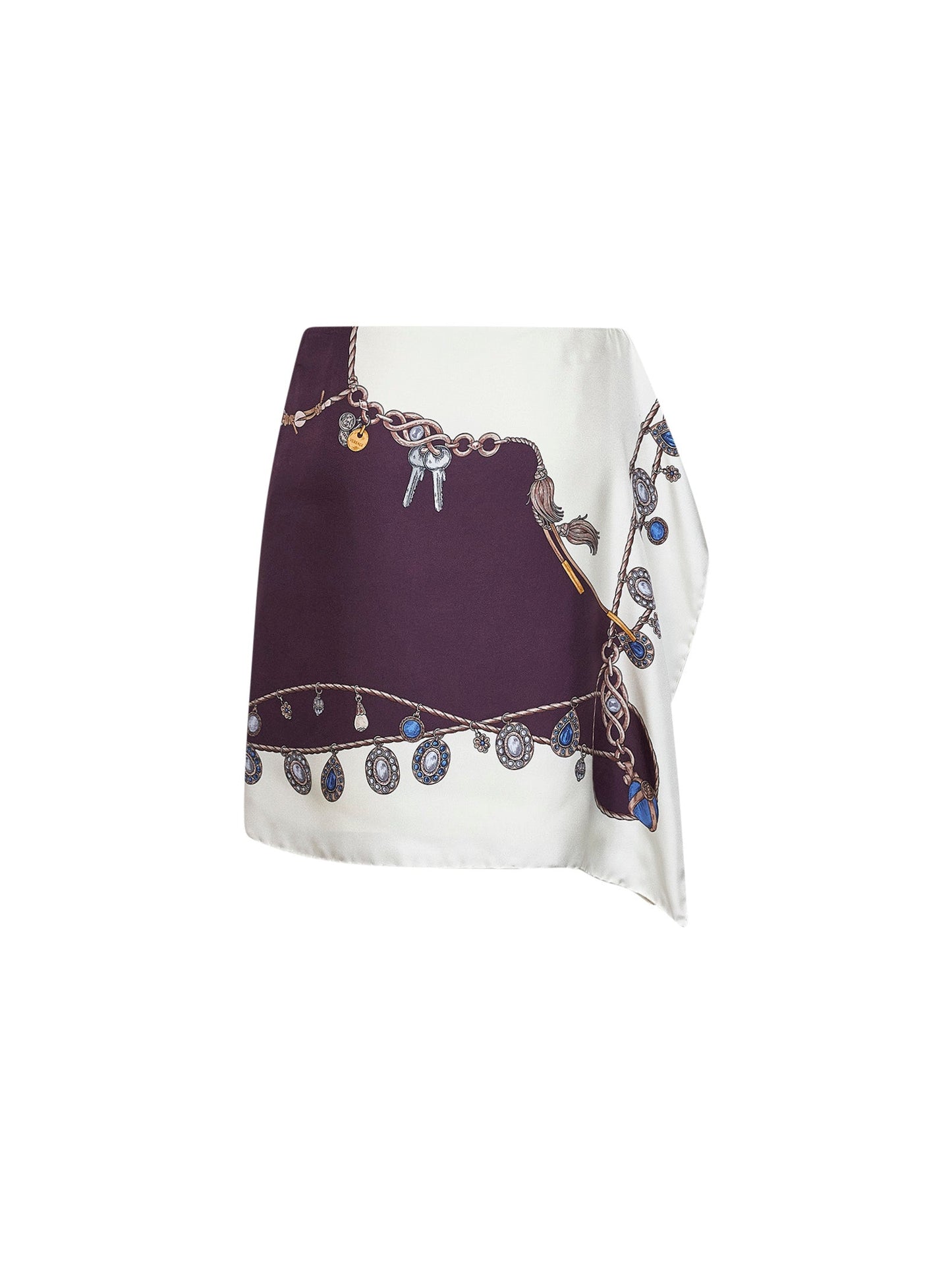 Versace Women Purple And White Printed Silk Twill Mini Skirt VERSACE