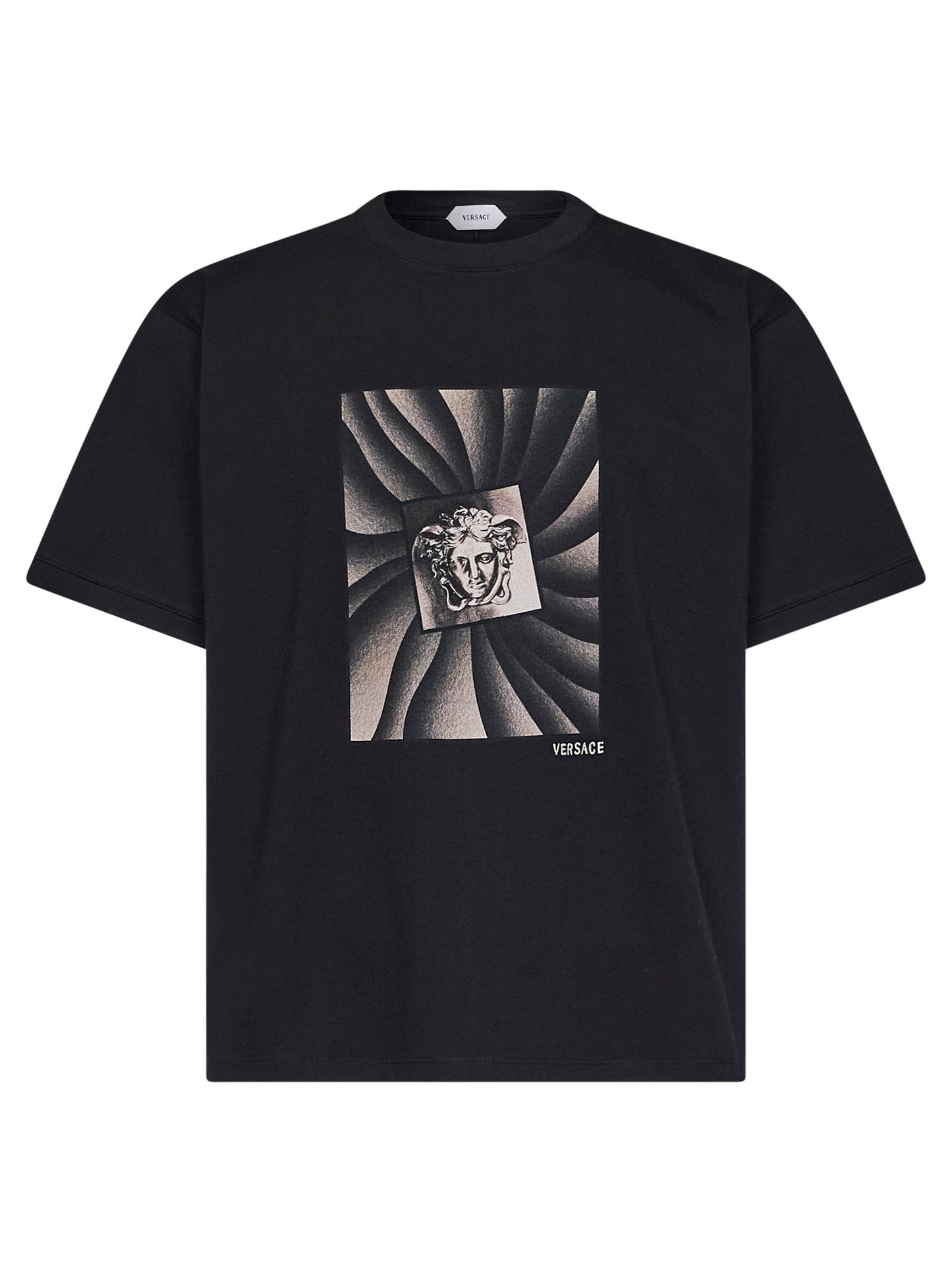 Versace Men Black Cotton Jersey Printed Regular T-Shirt VERSACE