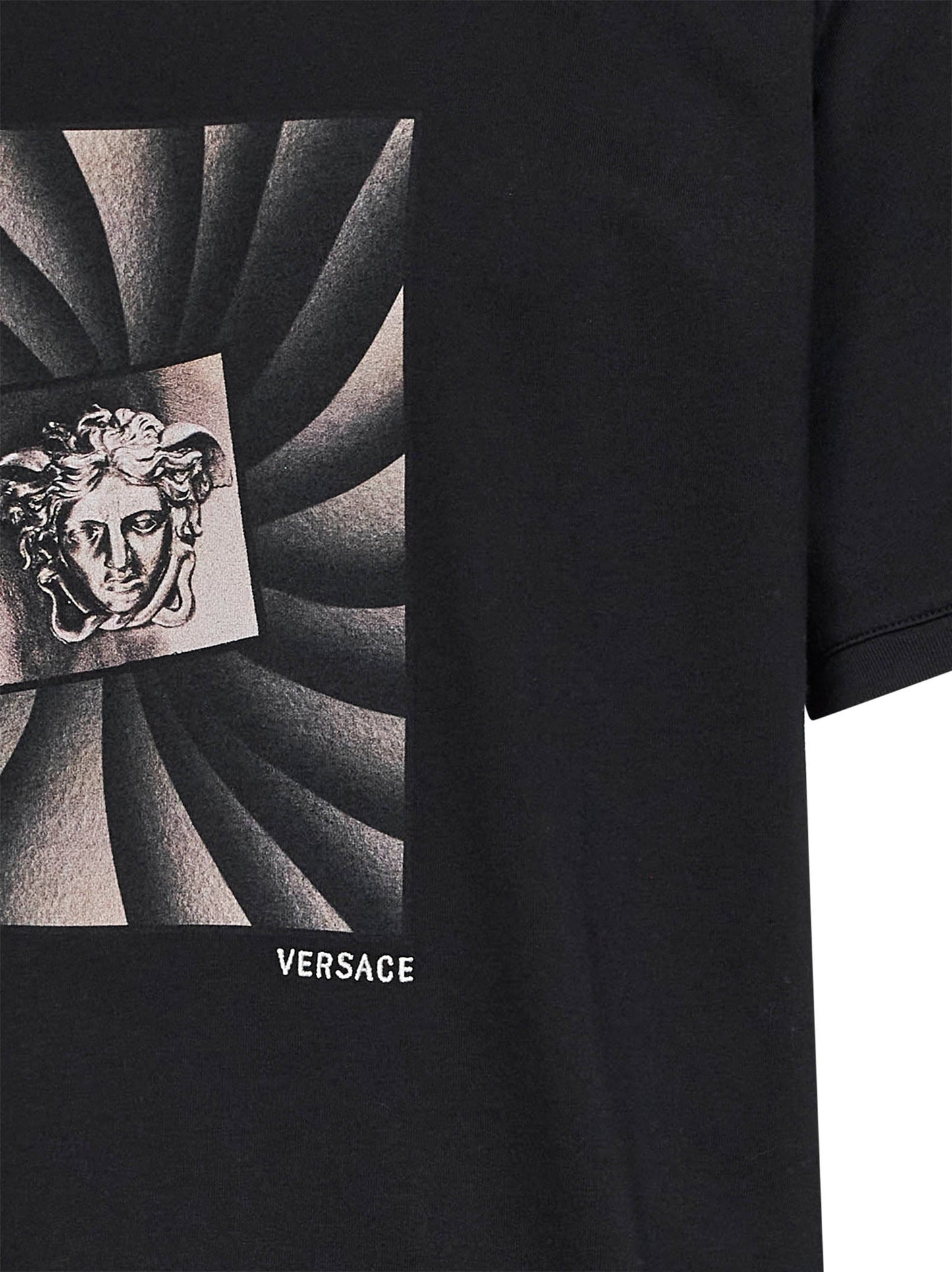 Versace Men Black Cotton Jersey Printed Regular T-Shirt VERSACE
