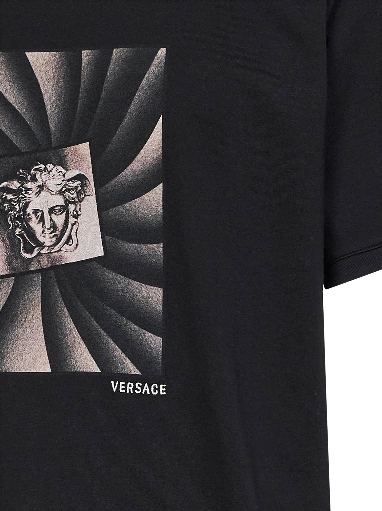 Versace Men Black Cotton Jersey Printed Regular T-Shirt VERSACE