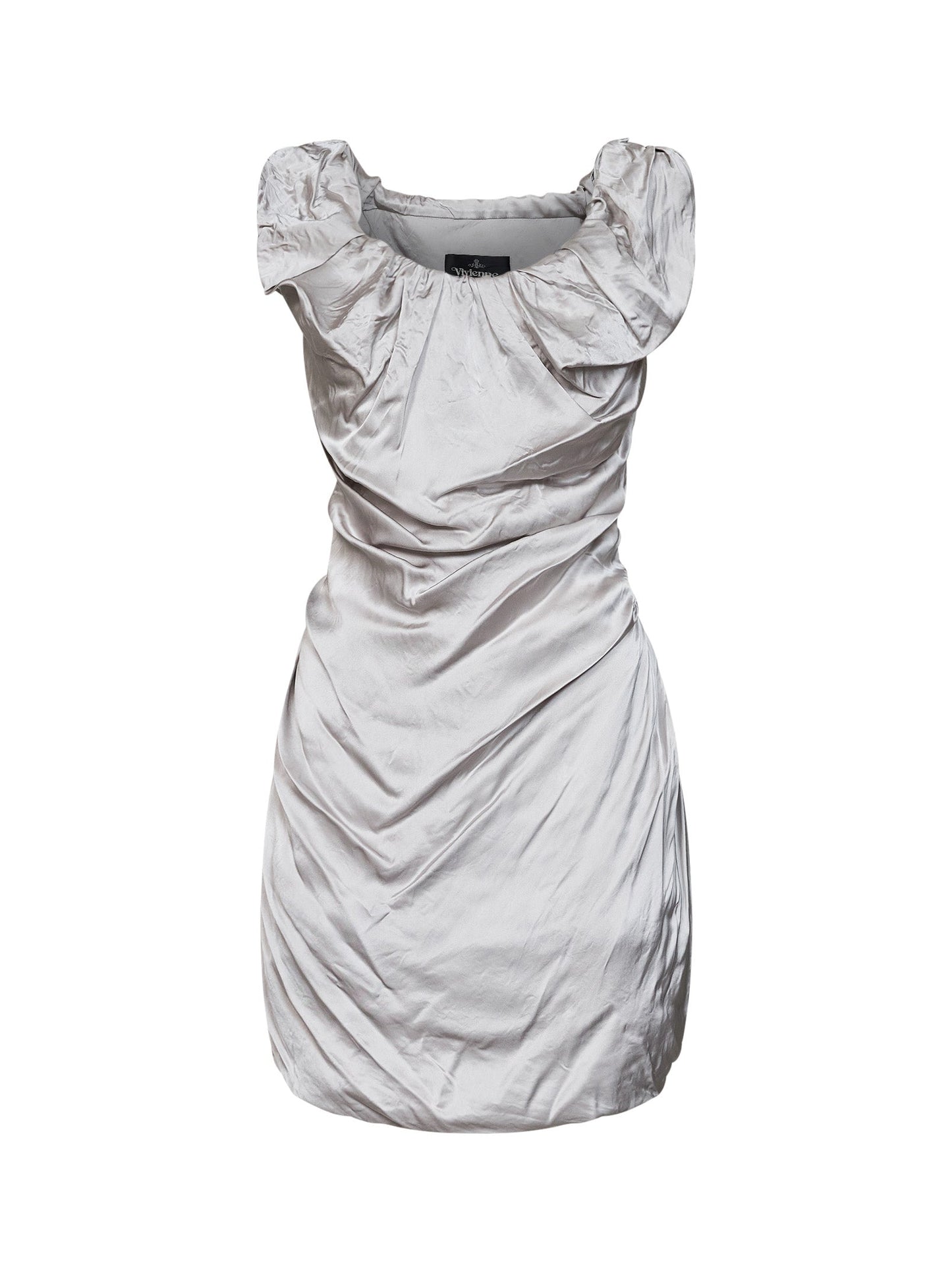 Vivienne Westwood Women Mother-Of-Pearl Viscose Satin Twisted Ginnie Mini Dress VIVIENNE WESTWOOD
