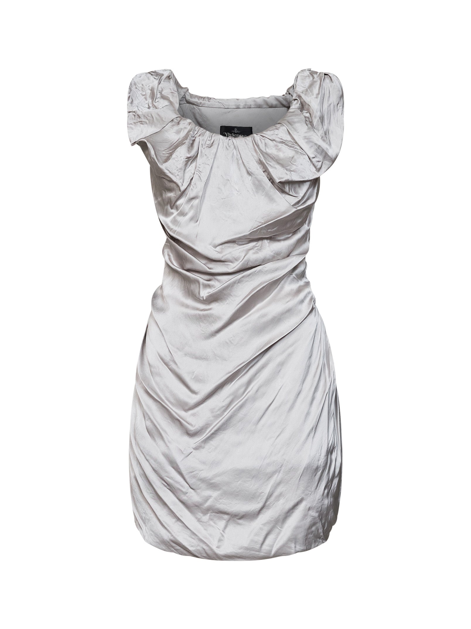 Vivienne Westwood Women Mother-Of-Pearl Viscose Satin Twisted Ginnie Mini Dress VIVIENNE WESTWOOD