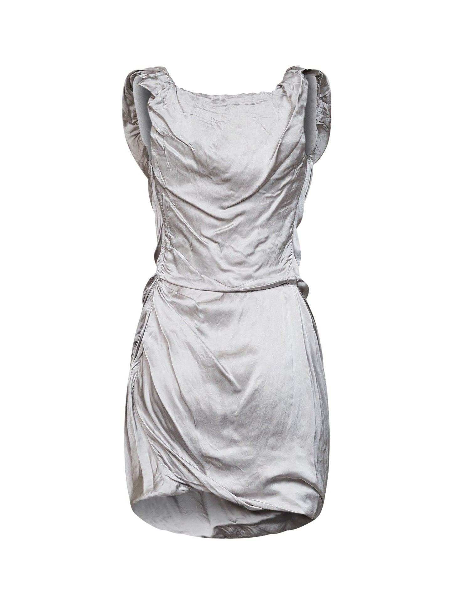 Vivienne Westwood Women Mother-Of-Pearl Viscose Satin Twisted Ginnie Mini Dress VIVIENNE WESTWOOD