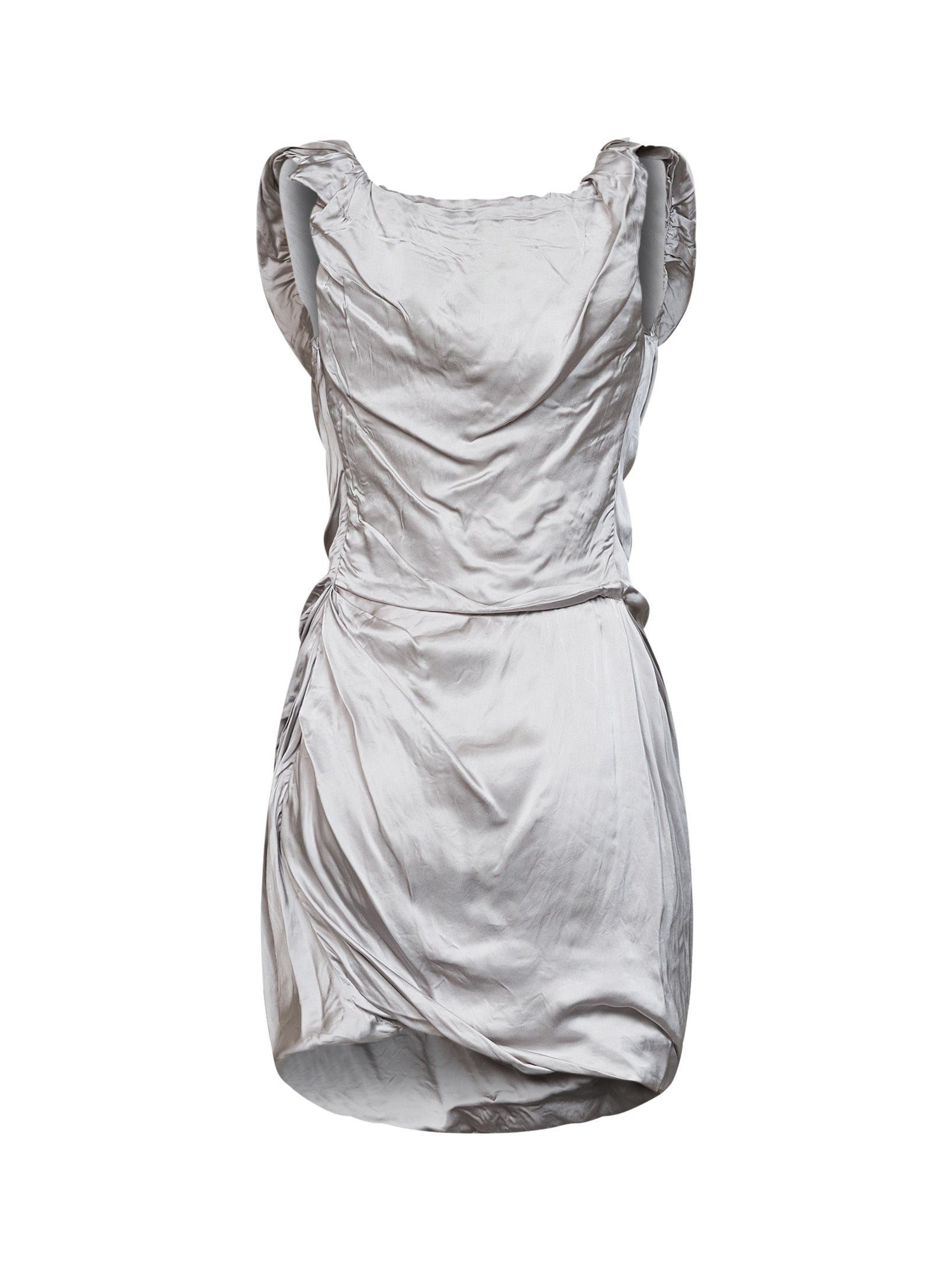 Vivienne Westwood Women Mother-Of-Pearl Viscose Satin Twisted Ginnie Mini Dress VIVIENNE WESTWOOD