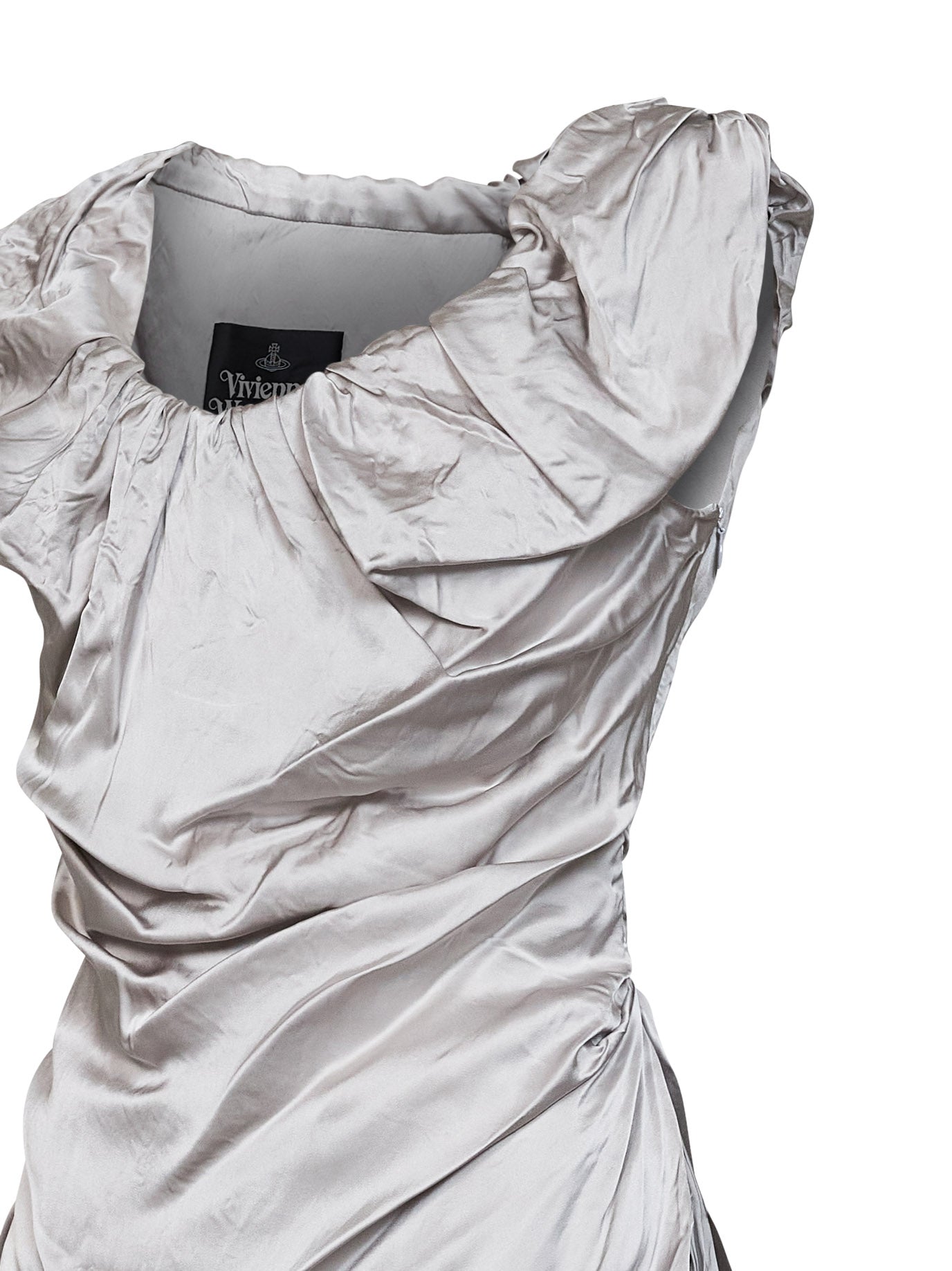 Vivienne Westwood Women Mother-Of-Pearl Viscose Satin Twisted Ginnie Mini Dress VIVIENNE WESTWOOD