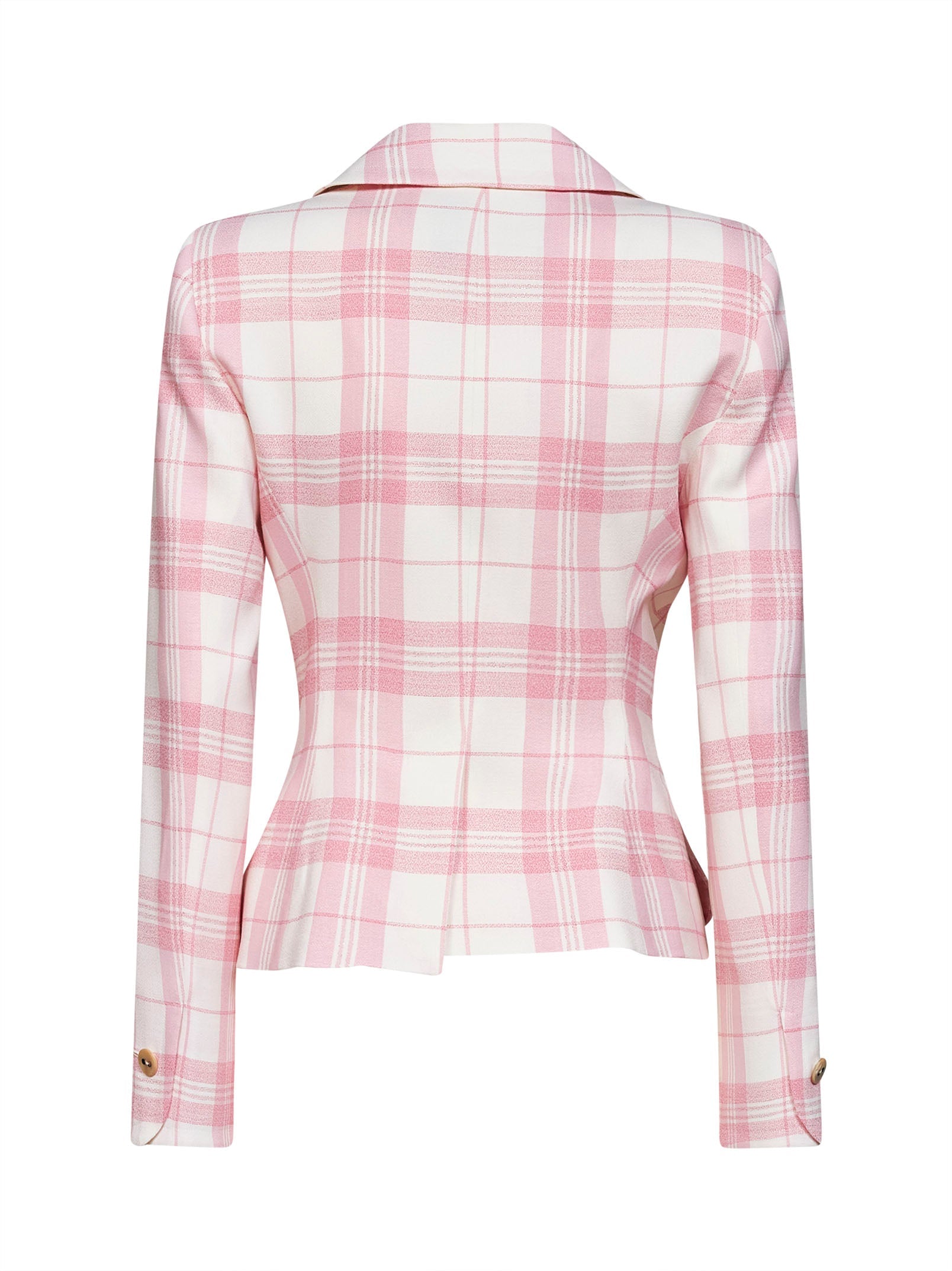 Vivienne Westwood Women Ivory And Pink Virgin Wool Tartan Drunken Blazer VIVIENNE WESTWOOD