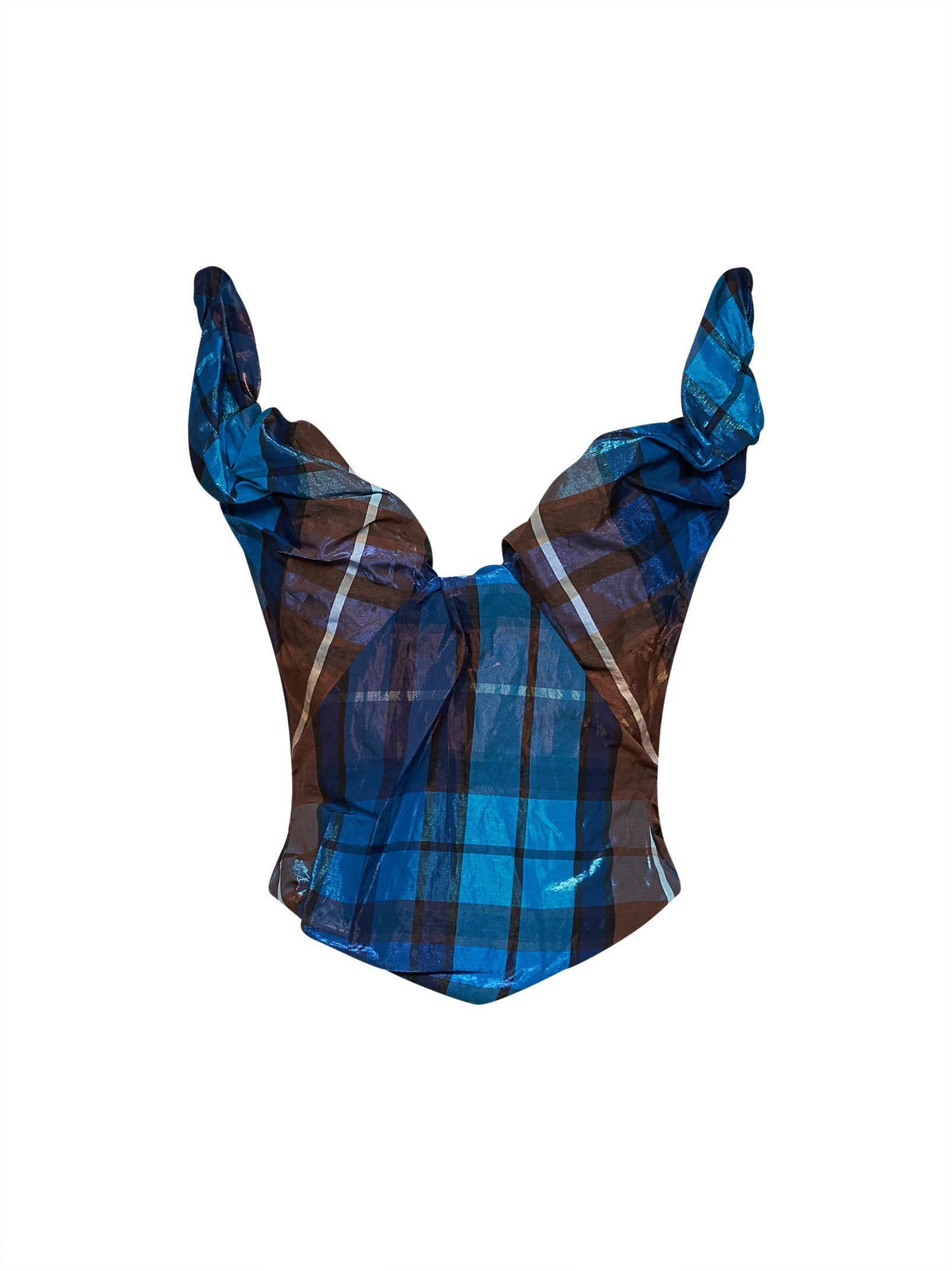 Vivienne Westwood Women Blue And Brown Tartan On Point Corset VIVIENNE WESTWOOD