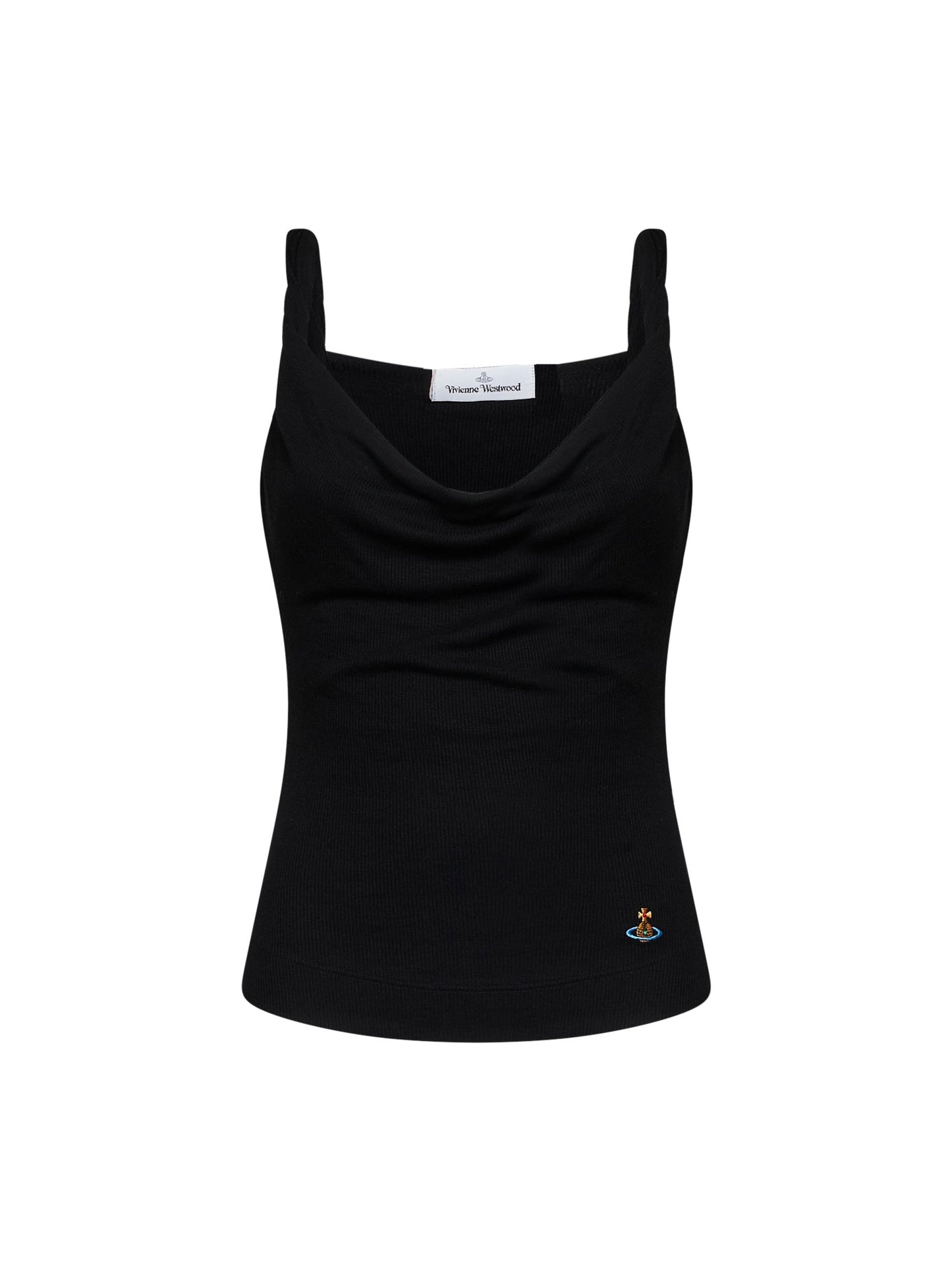 Vivienne Westwood Women Black Ribbed Jersey Anna Draped Top VIVIENNE WESTWOOD