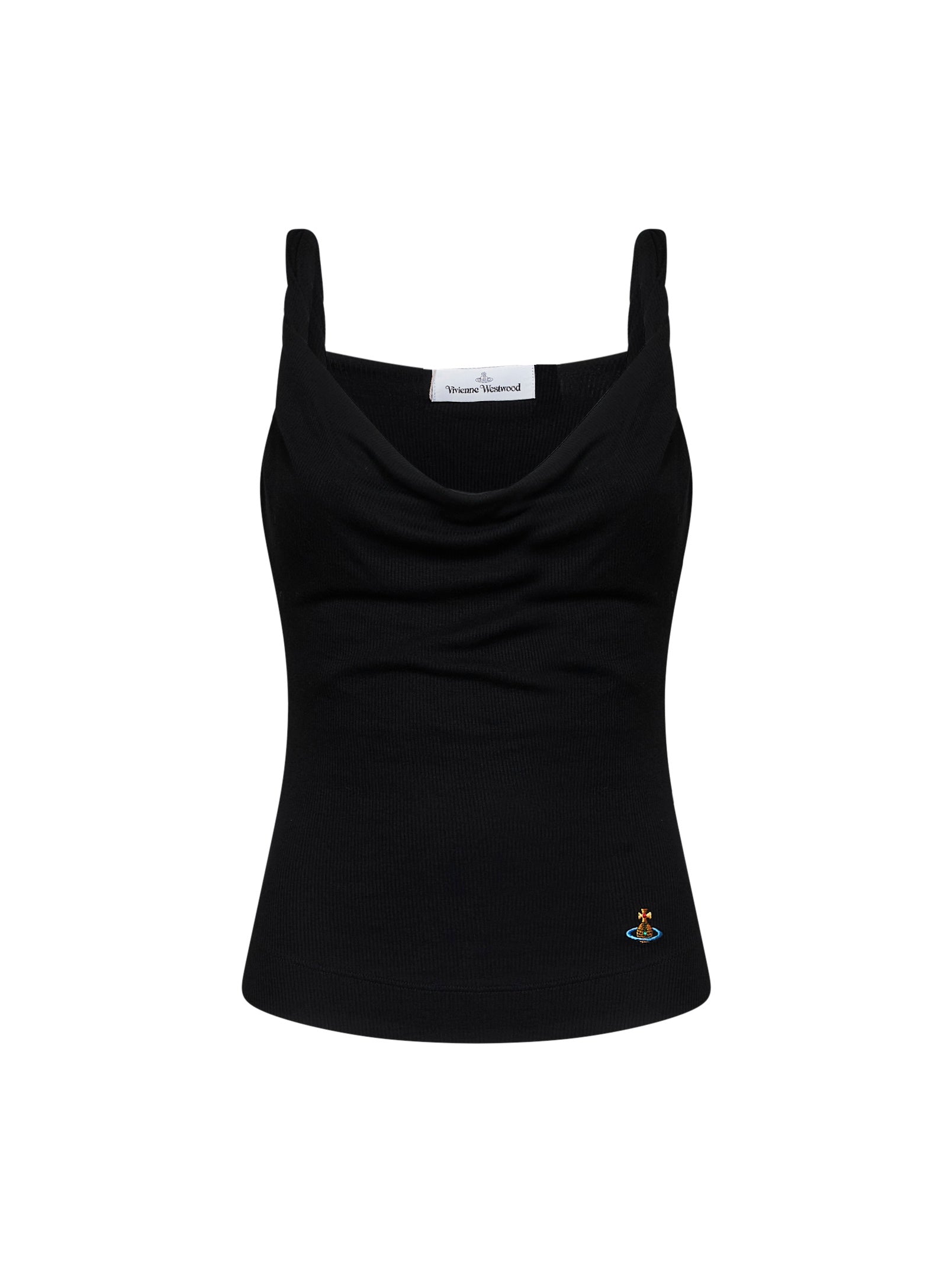 Vivienne Westwood Women Black Ribbed Jersey Anna Draped Top VIVIENNE WESTWOOD