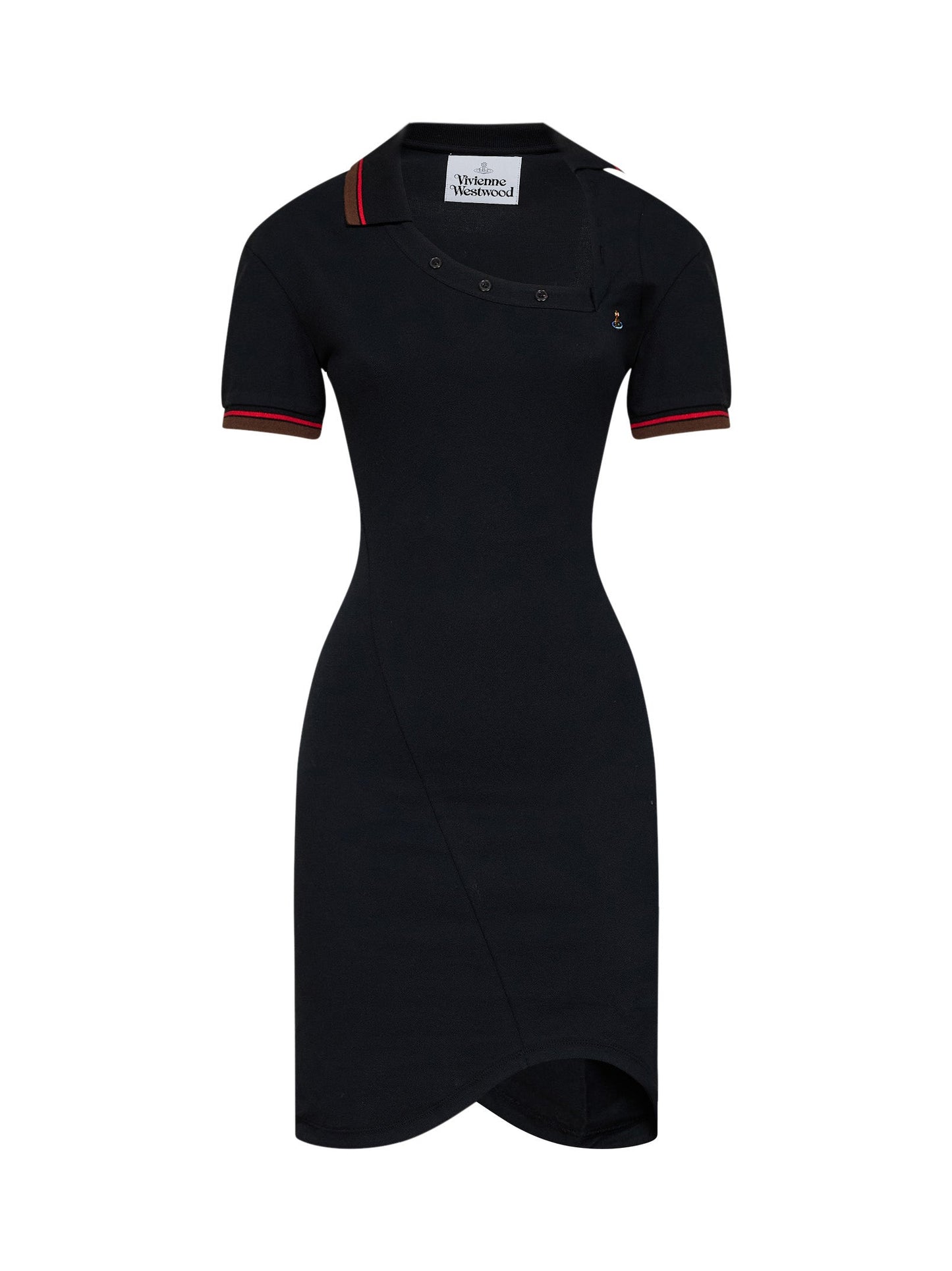 Vivienne Westwood Women Black Cotton Piqué Glory Asymmetric Polo Mini Dress VIVIENNE WESTWOOD