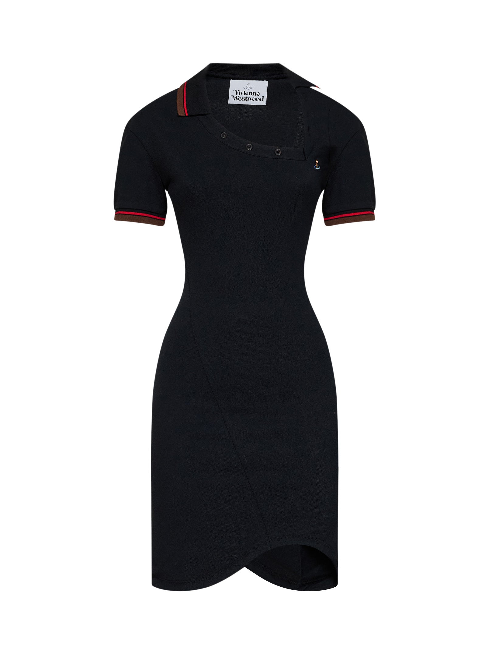 Vivienne Westwood Women Black Cotton Piqué Glory Asymmetric Polo Mini Dress VIVIENNE WESTWOOD