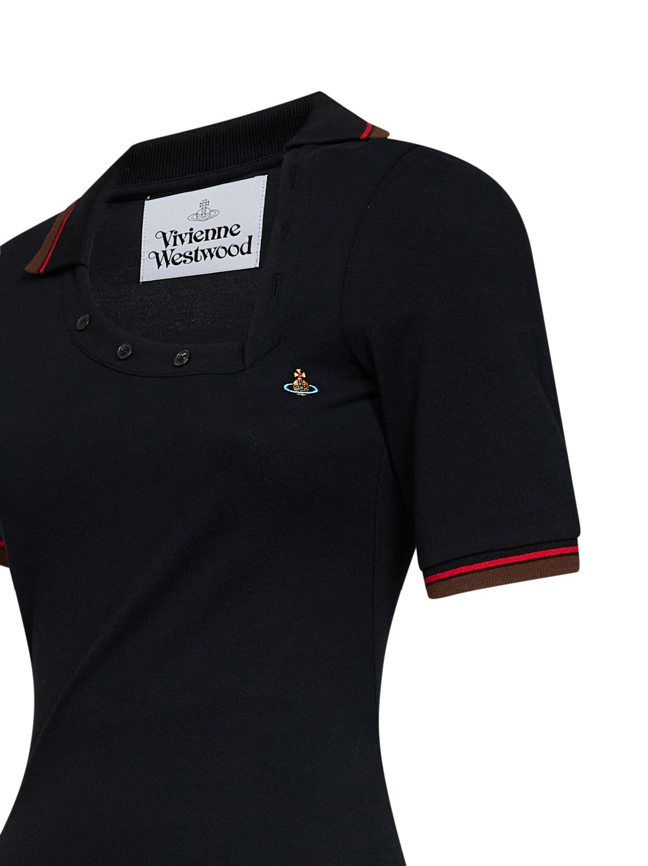 Vivienne Westwood Women Black Cotton Piqué Glory Asymmetric Polo Mini Dress VIVIENNE WESTWOOD