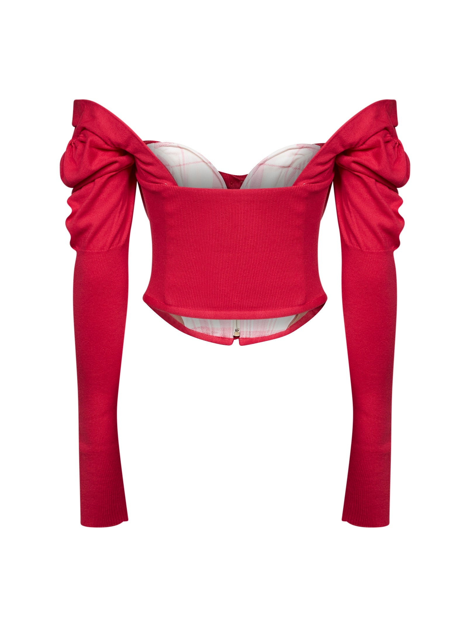 Vivienne Westwood Women Raspberry Knit Bea Corset Draped Cardigan VIVIENNE WESTWOOD