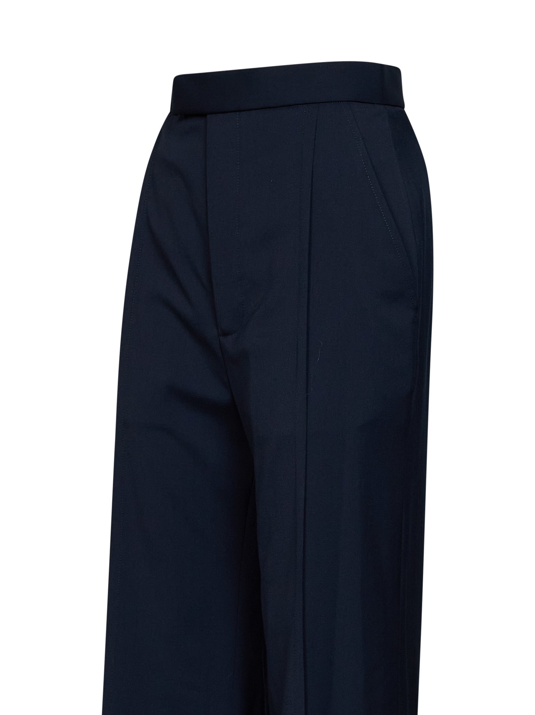 Vivienne Westwood Women Navy Blue Virgin Wool Wide Leg Trousers VIVIENNE WESTWOOD