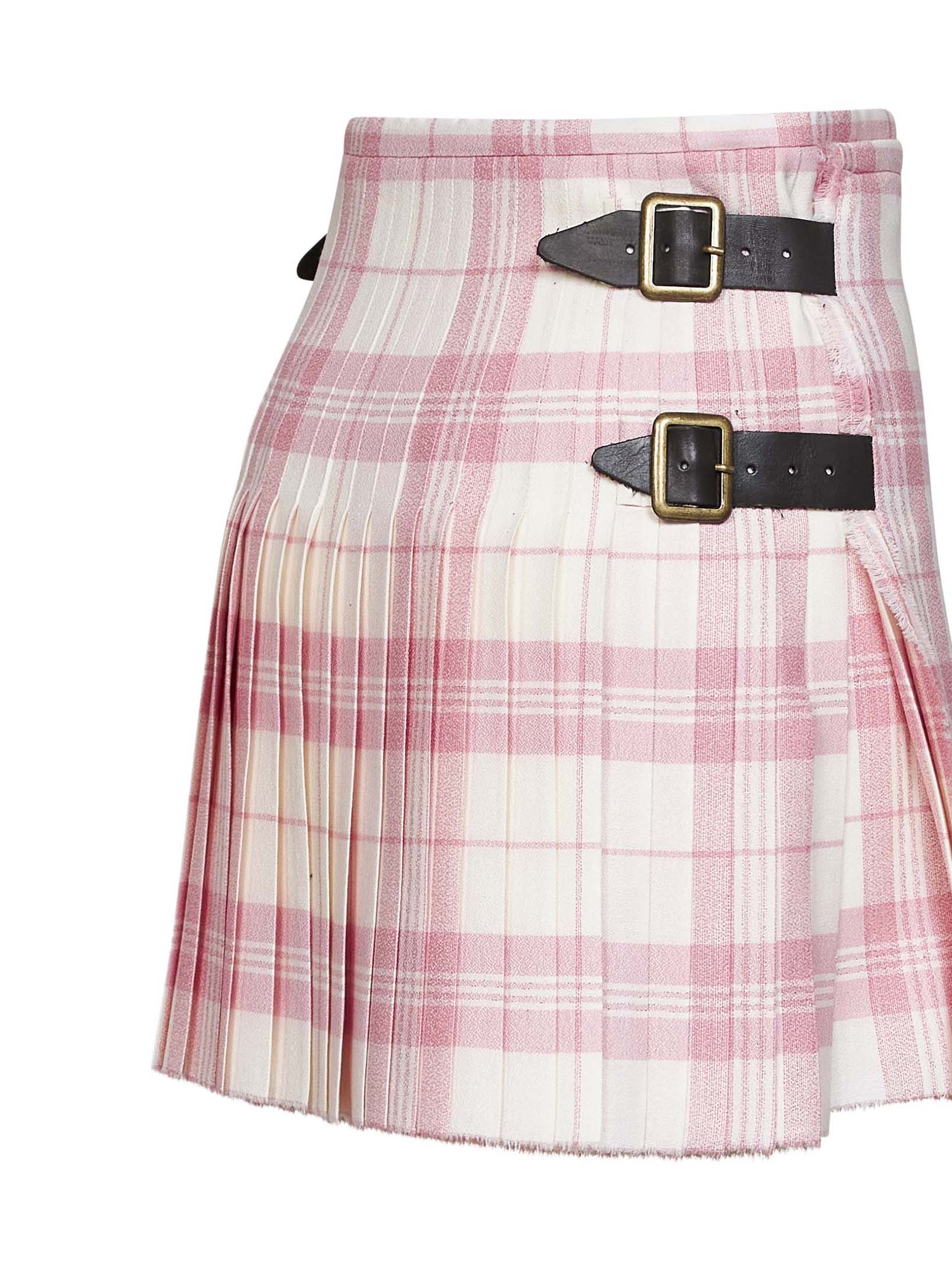 Vivienne Westwood Women Pink And Ivory "Coquette" Virgin Wool Kilt Mini Skirt VIVIENNE WESTWOOD