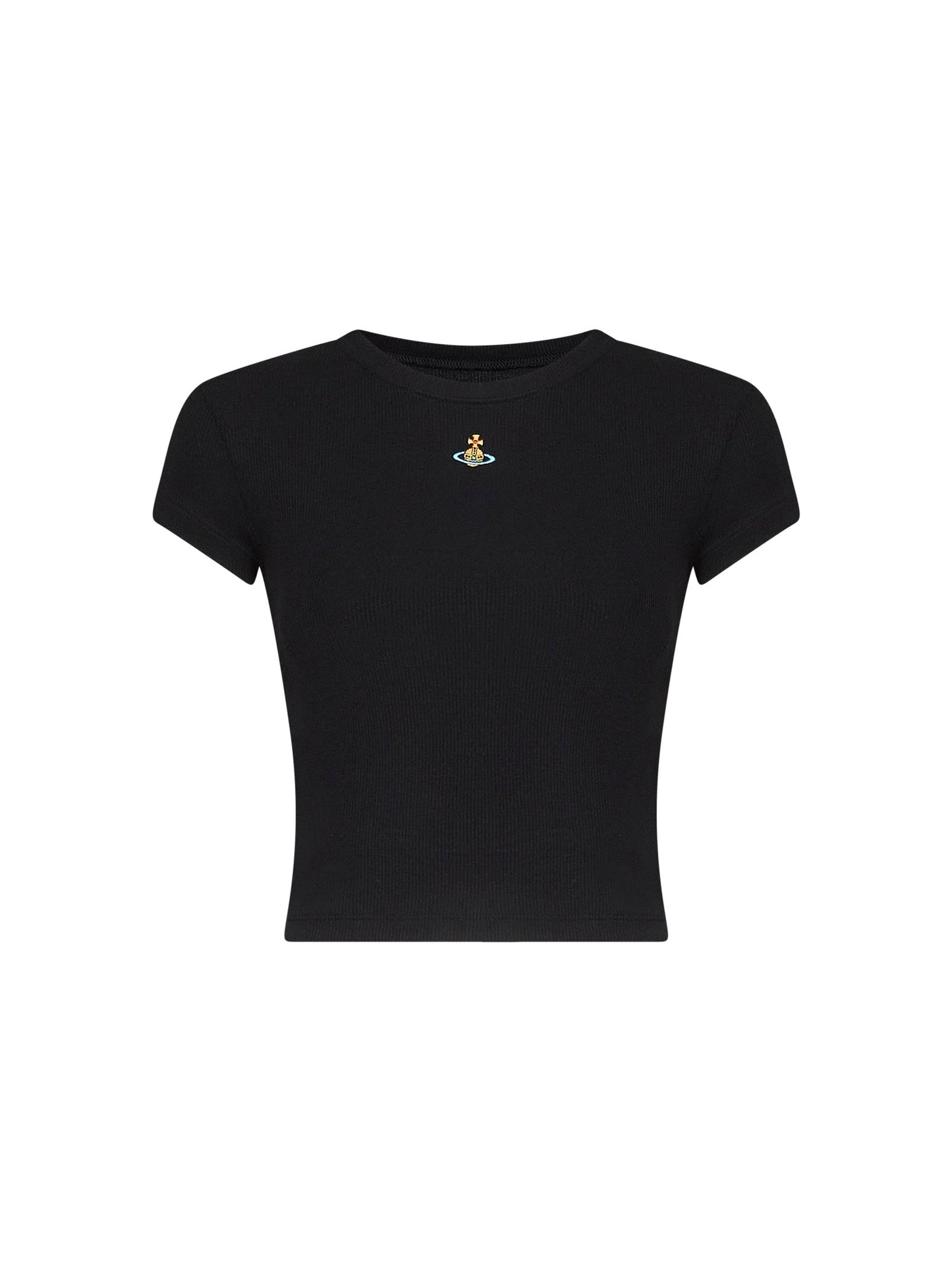 Vivienne Westwood Women Black Ribbed Jersey Baby Peru Cropped T-Shirt VIVIENNE WESTWOOD