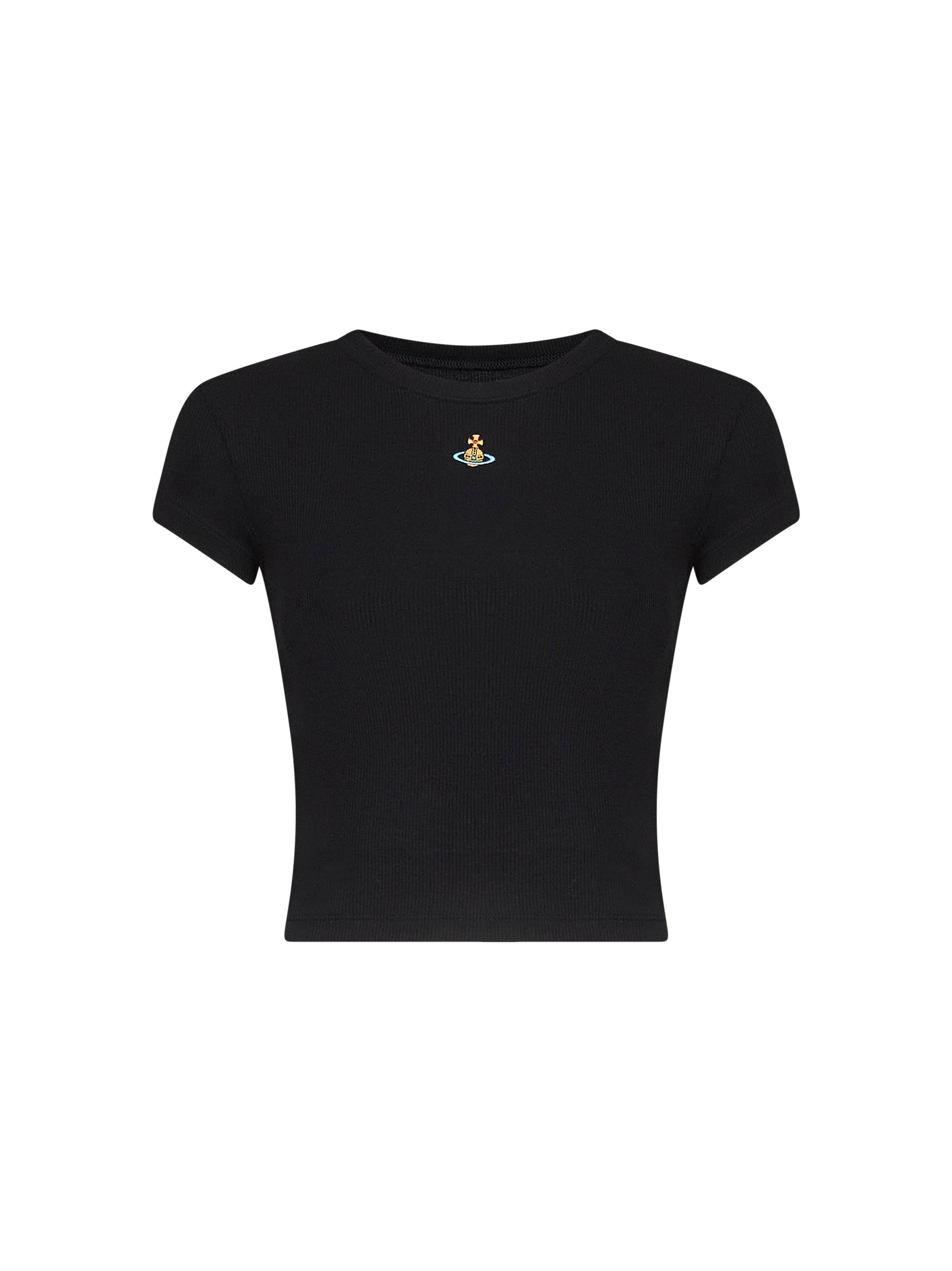 Vivienne Westwood Women Black Ribbed Jersey Baby Peru Cropped T-Shirt VIVIENNE WESTWOOD