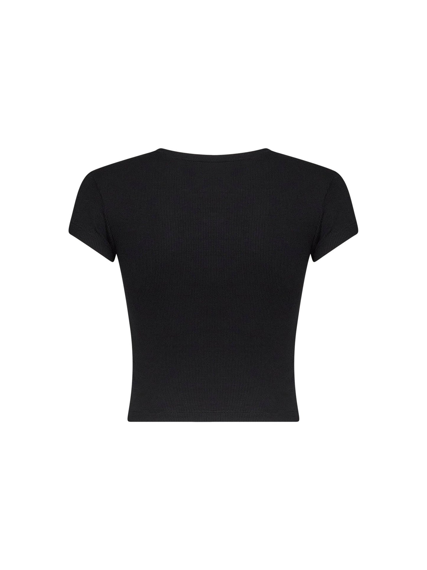 Vivienne Westwood Women Black Ribbed Jersey Baby Peru Cropped T-Shirt VIVIENNE WESTWOOD