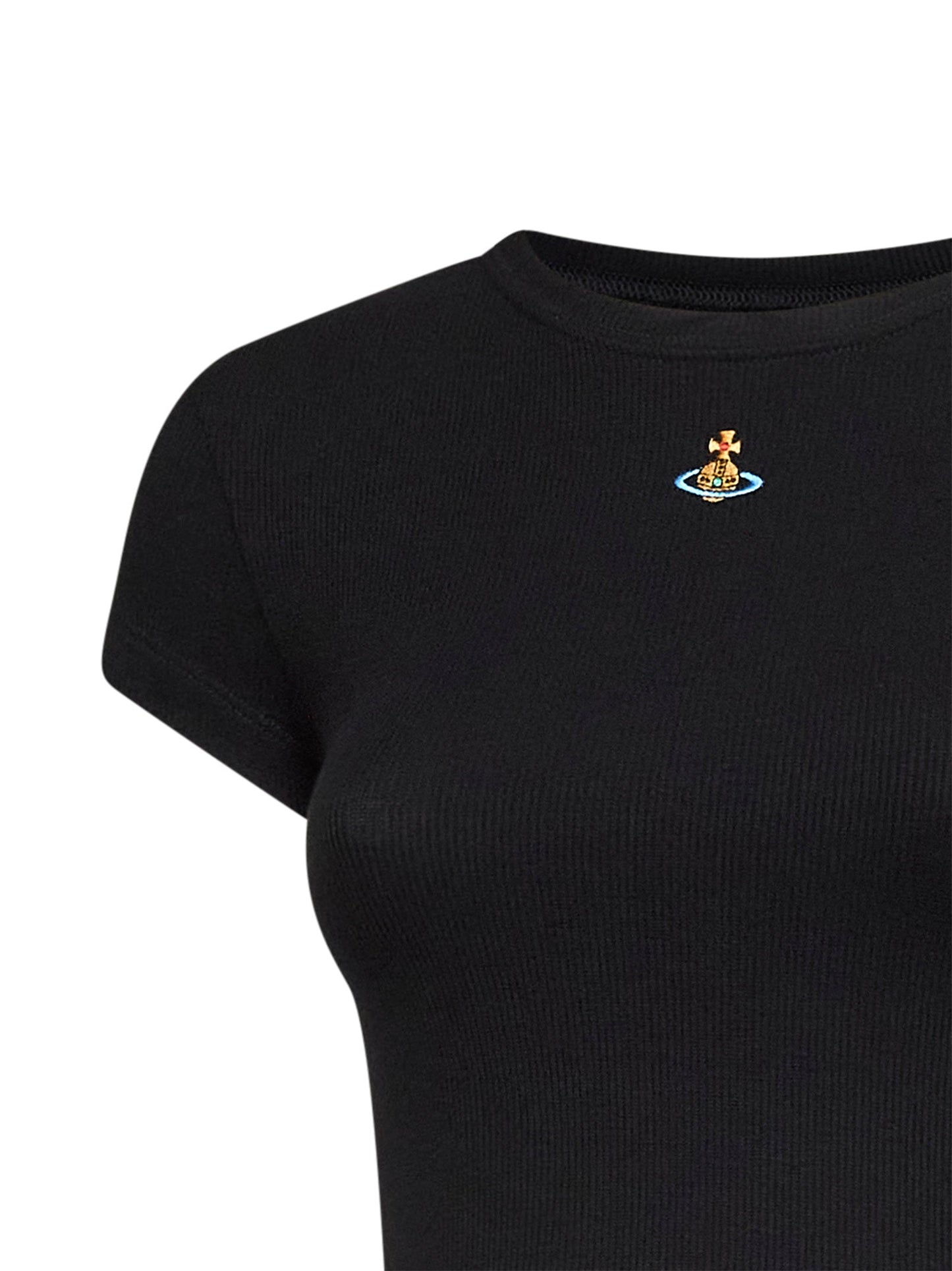 Vivienne Westwood Women Black Ribbed Jersey Baby Peru Cropped T-Shirt VIVIENNE WESTWOOD
