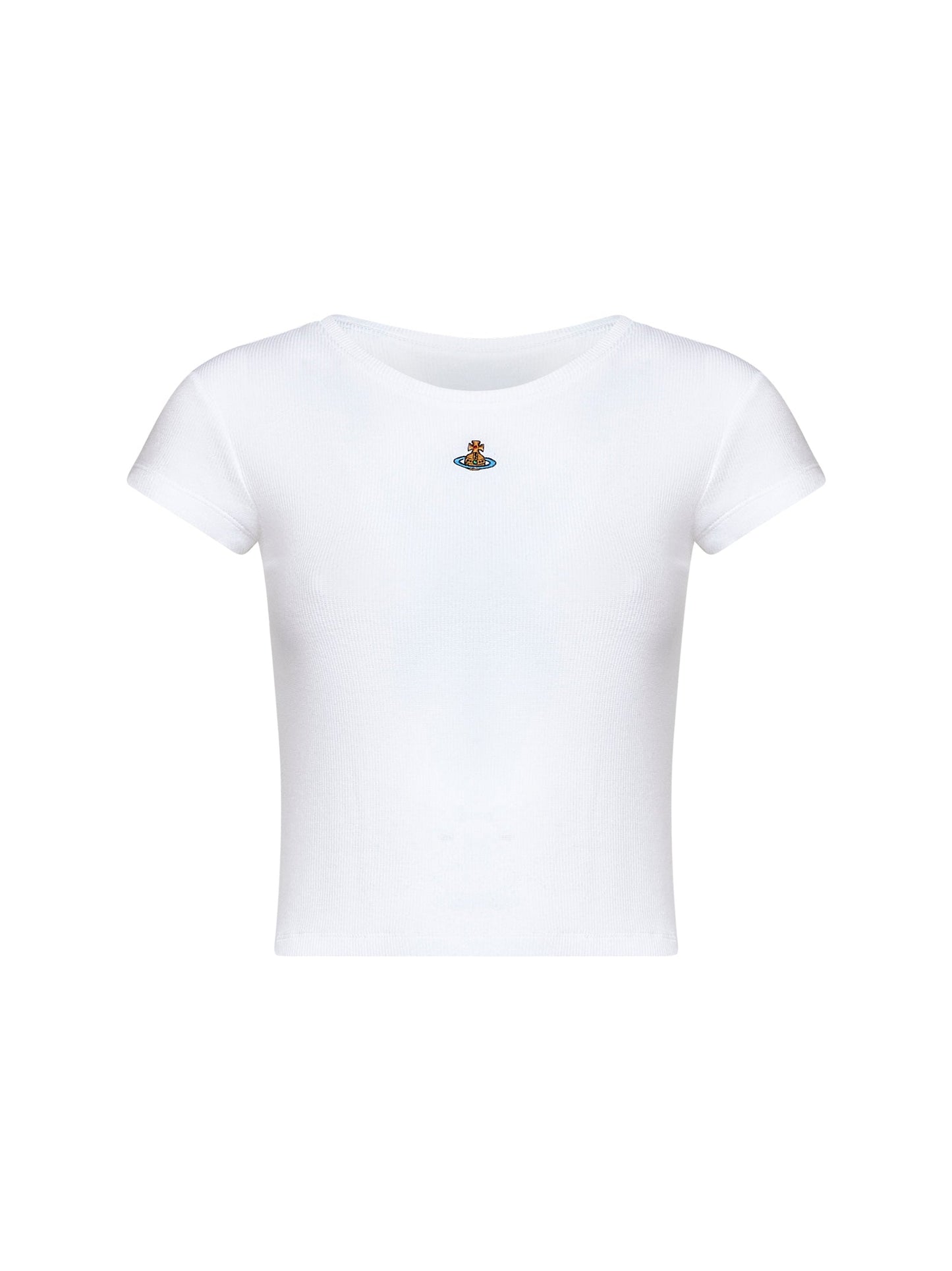 Vivienne Westwood Women White Ribbed Jersey Baby Peru Cropped T-Shirt VIVIENNE WESTWOOD