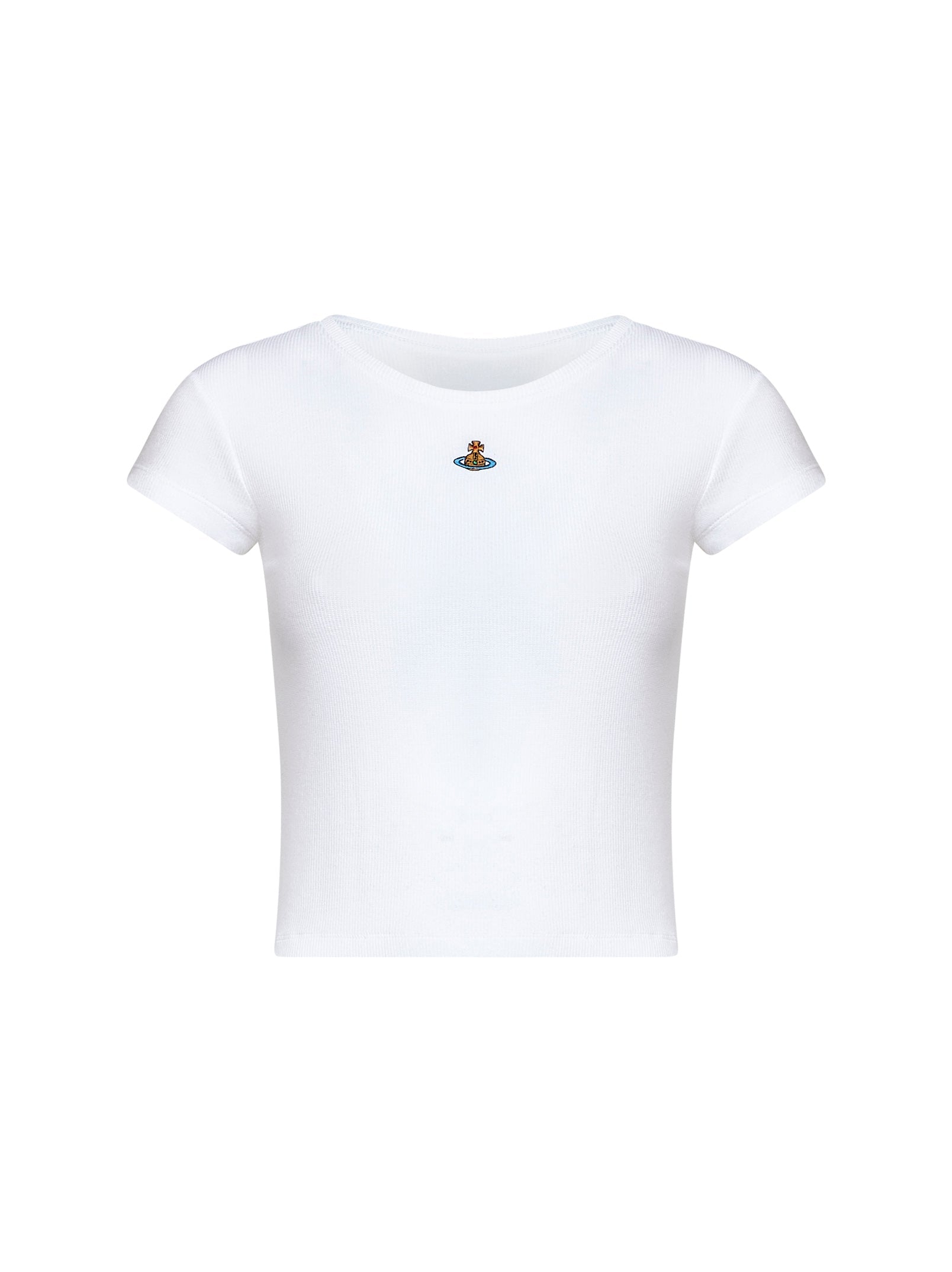Vivienne Westwood Women White Ribbed Jersey Baby Peru Cropped T-Shirt VIVIENNE WESTWOOD